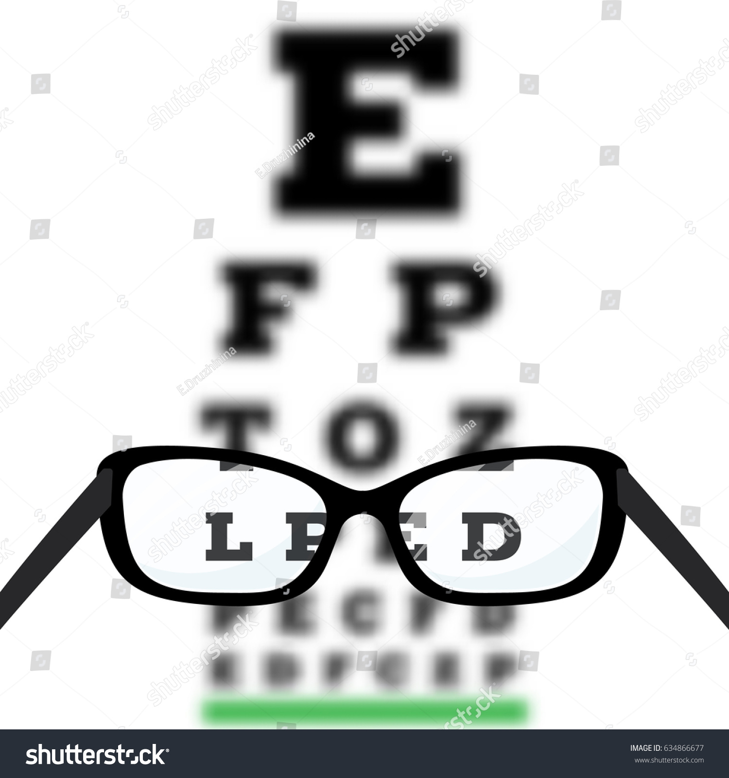 Eye Vision Test Poor Eyesight Myopia Stock Illustration 634866677 ...