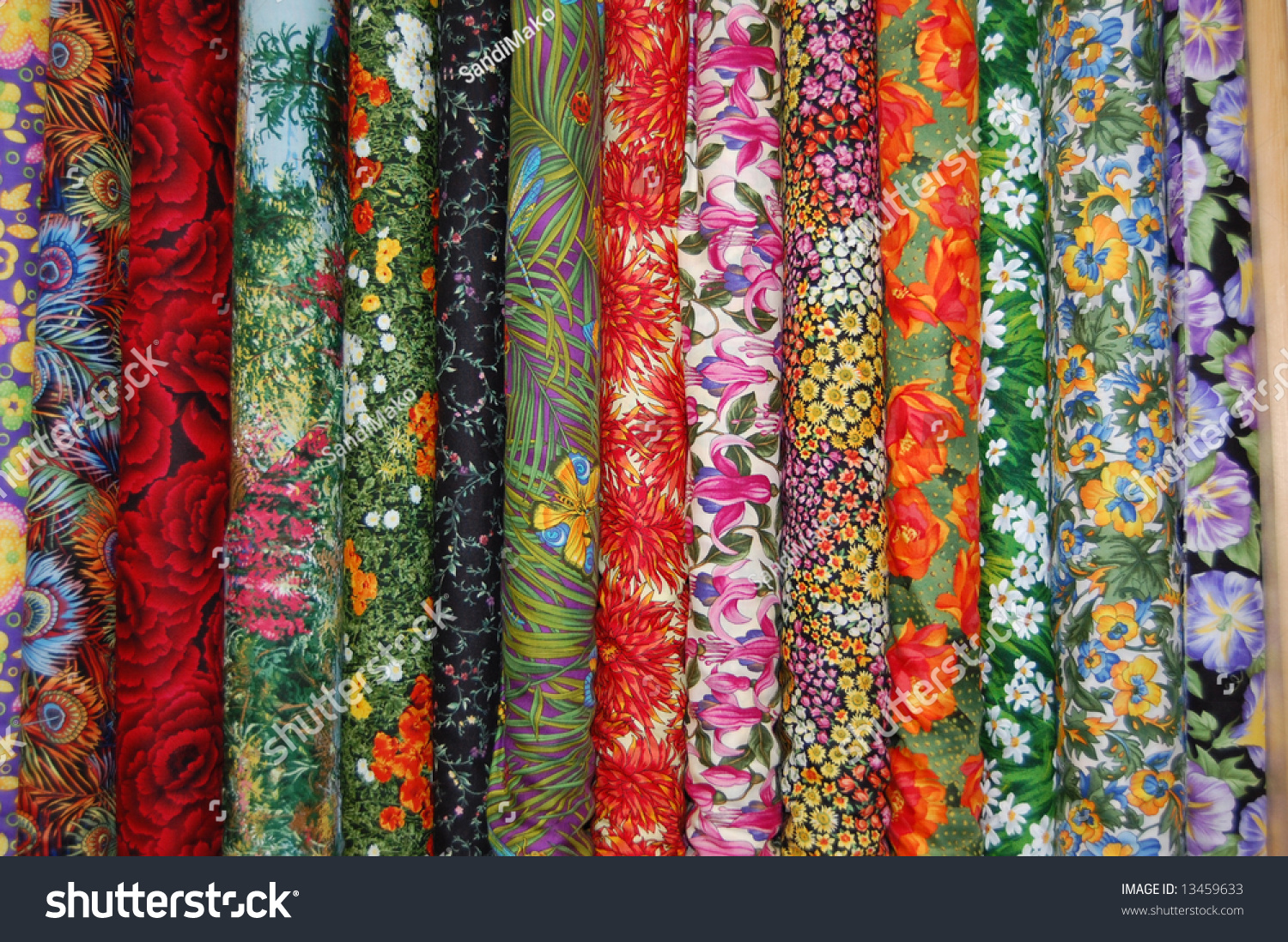 Fabric Bolts Medium Scale Floral Prints Stock Photo 13459633 - Shutterstock