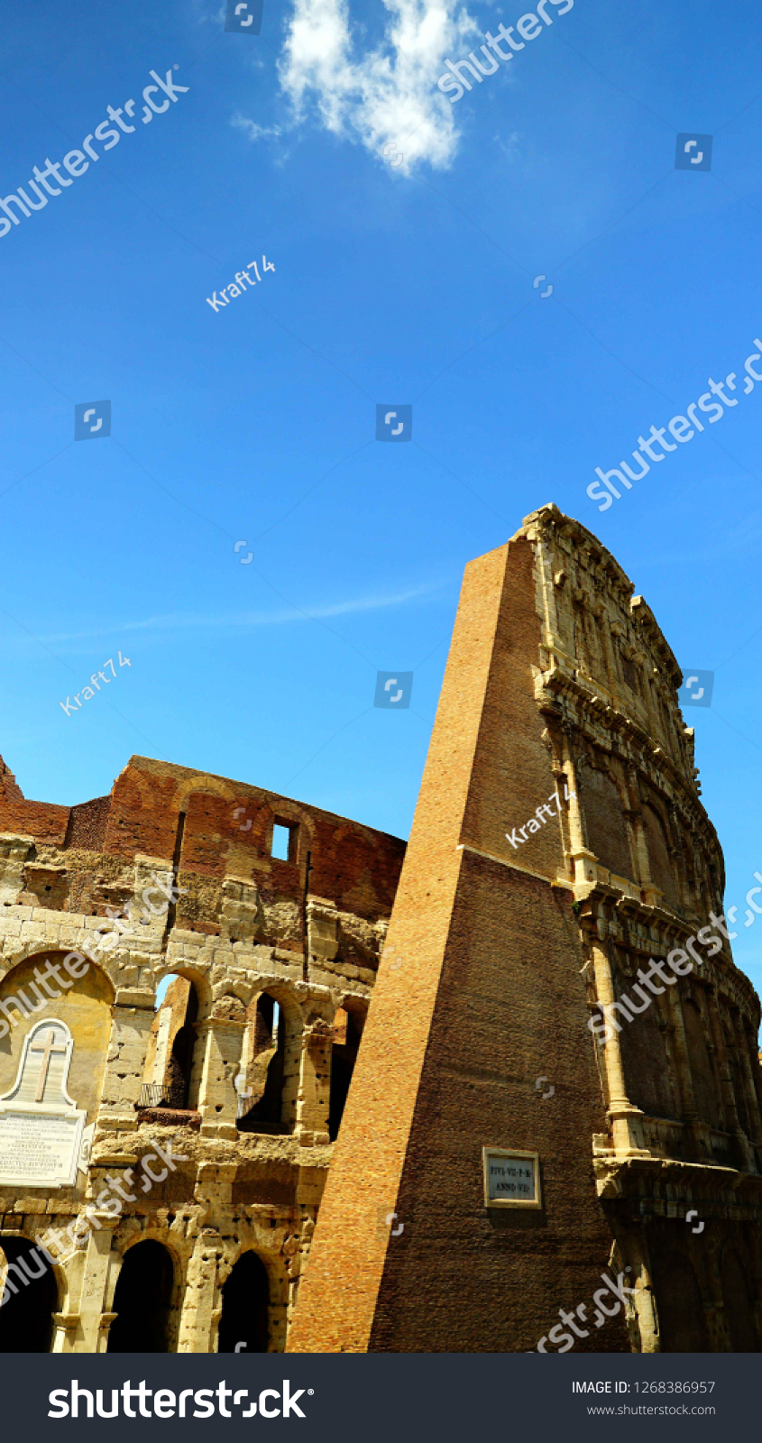 Facade Colosseum Rome Largest Amphitheater World Stock Photo 1268386957