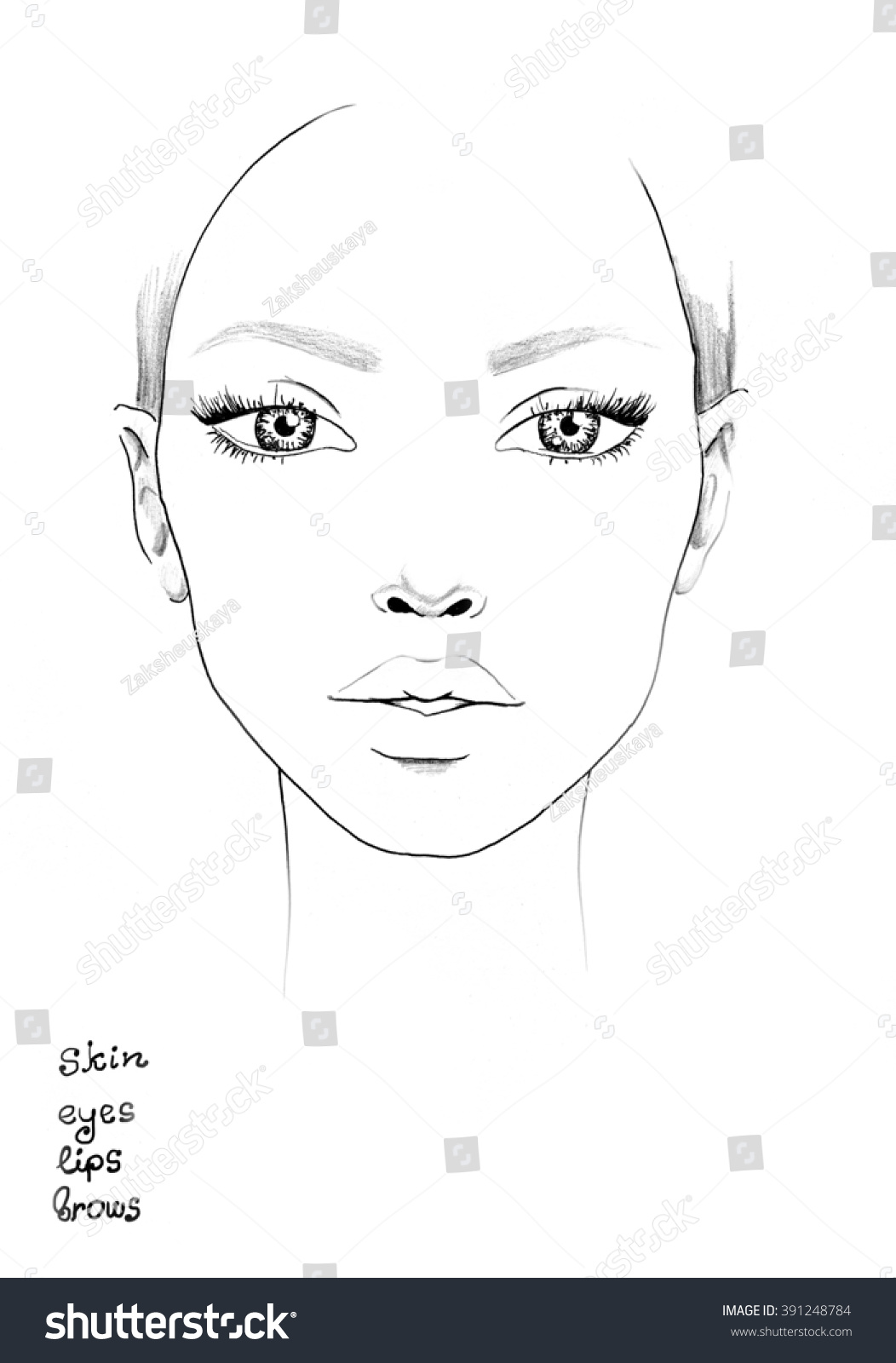 Face Chart Makeup Artist Blank Template Stock Illustration 391248784 ...