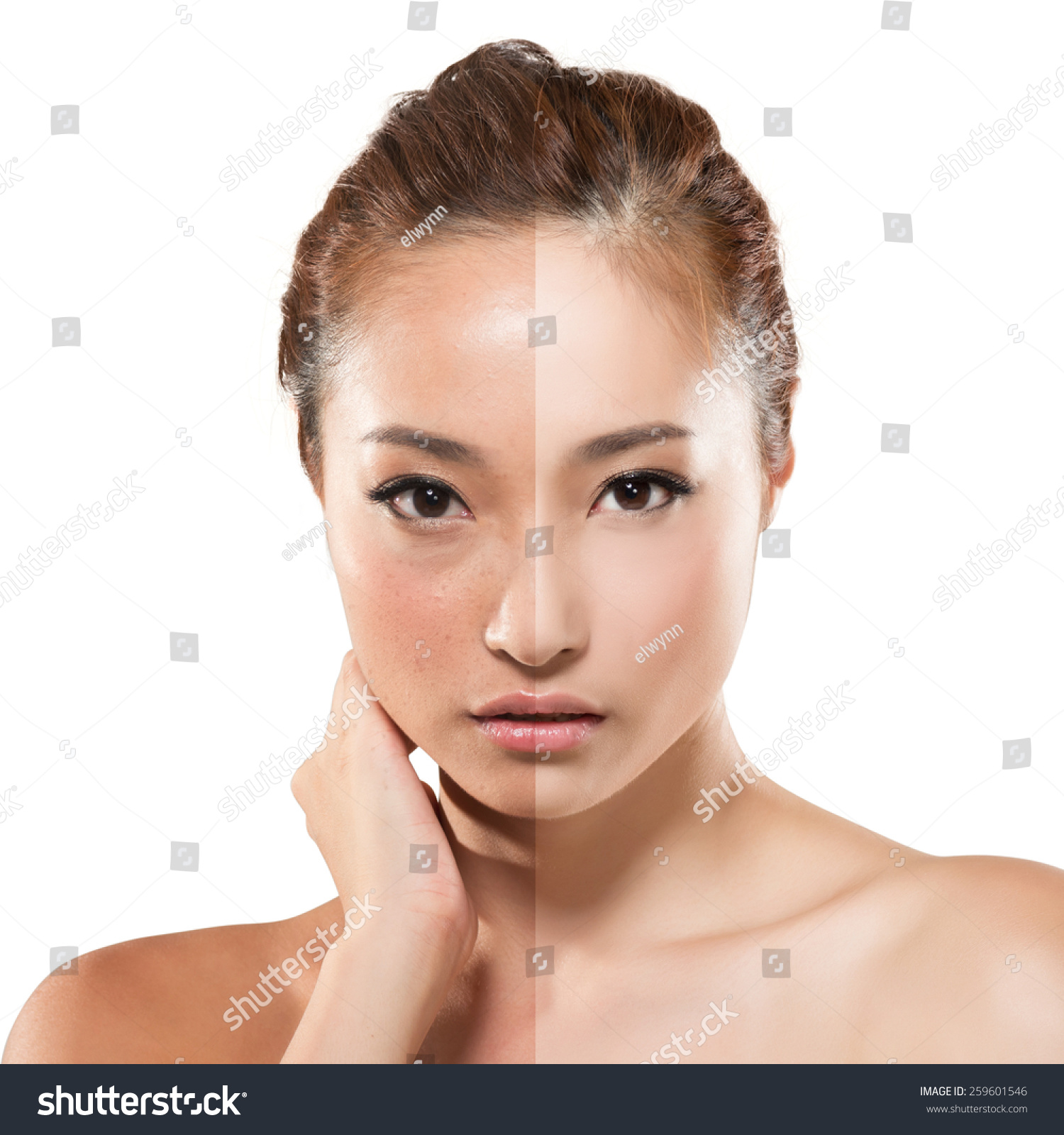 Face Beautiful Asian Woman Before After Stock Photo Edit Now