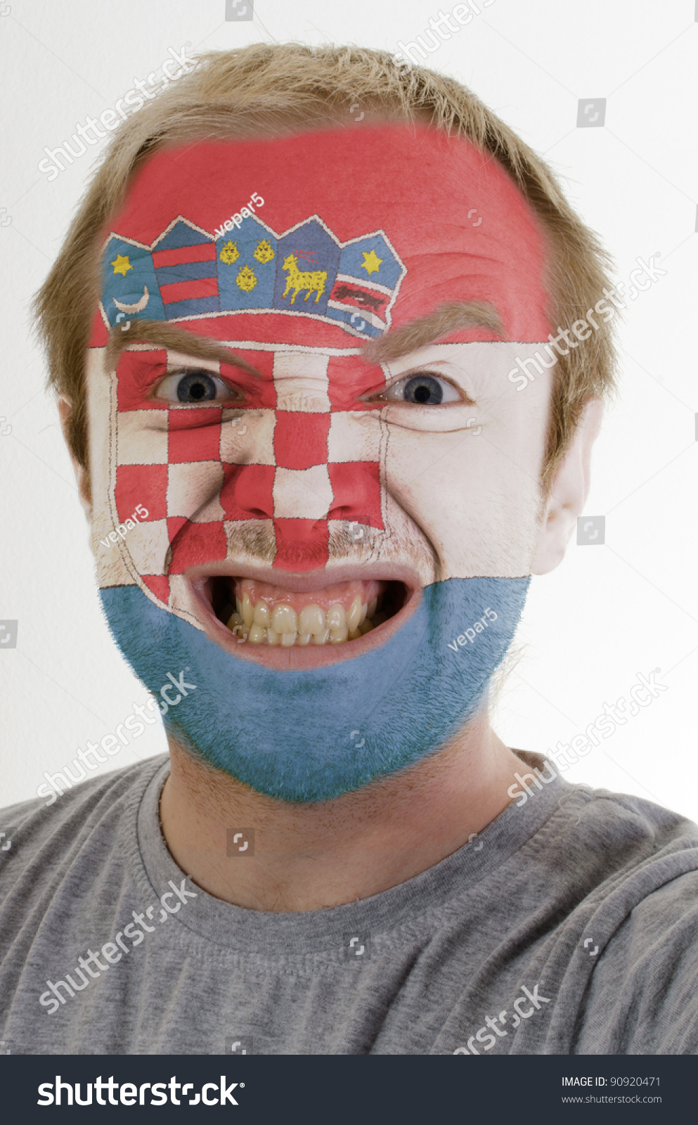 Face Crazy Angry Man Painted Colors Stock Photo Edit Now