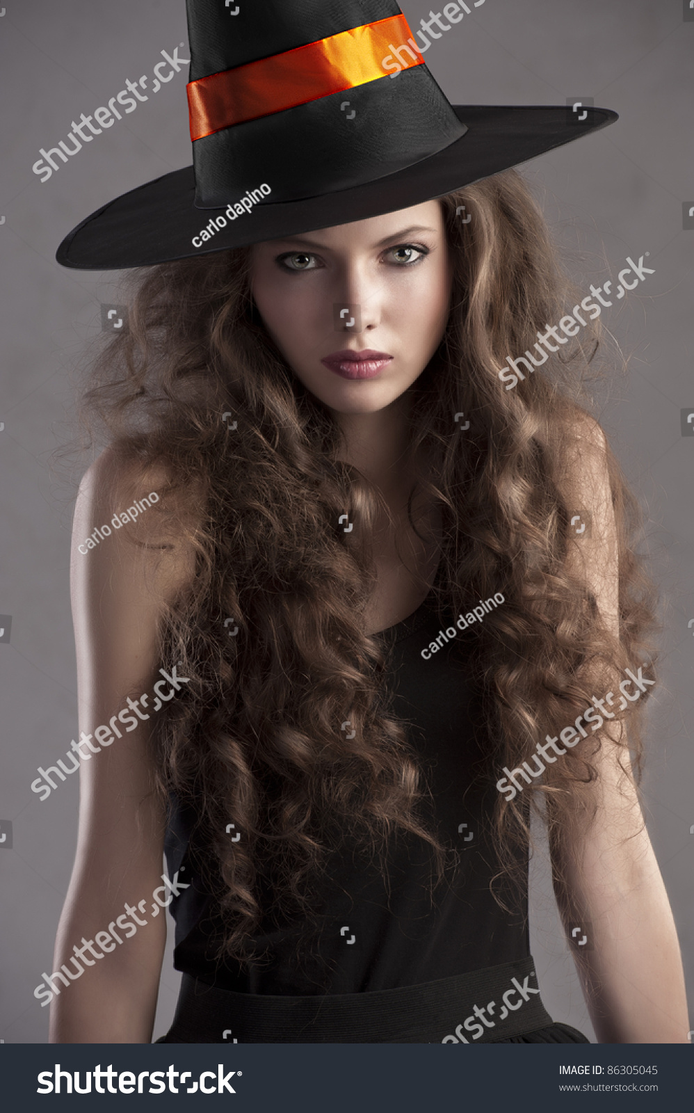 Face Shot Of A Young And Beautiful Girl Dressed Up For Halloween With A ...