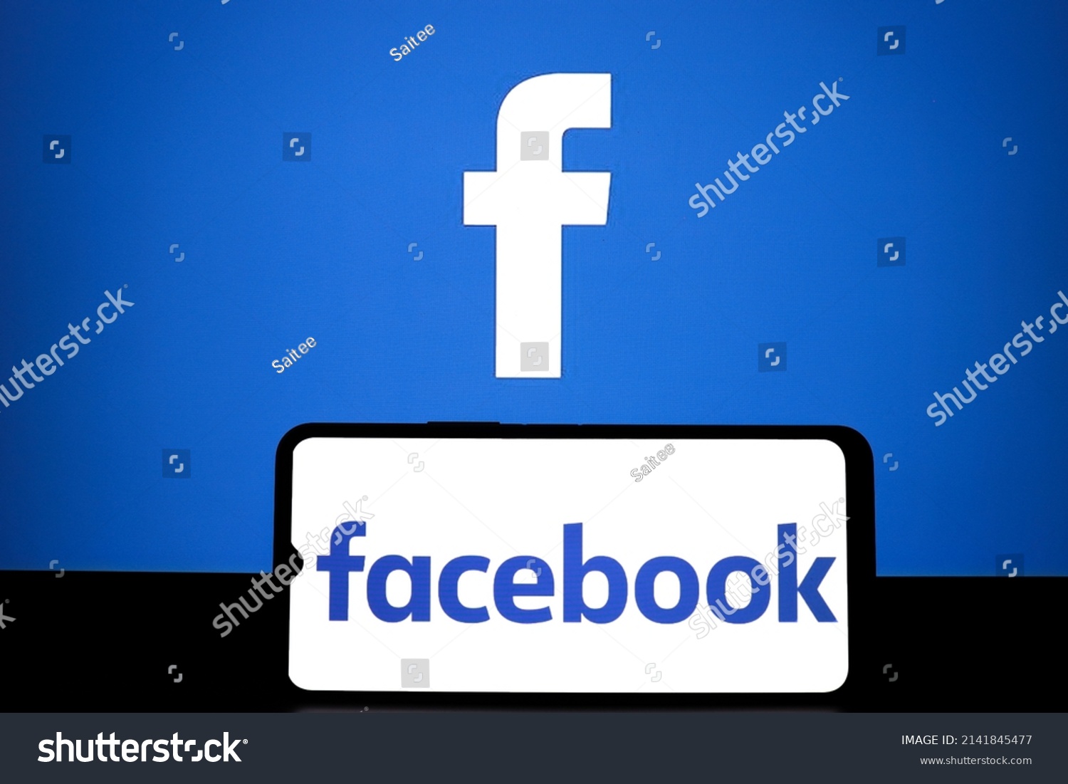 Facebook Logo On Smartphone Screen Facebook Stock Photo 2141845477