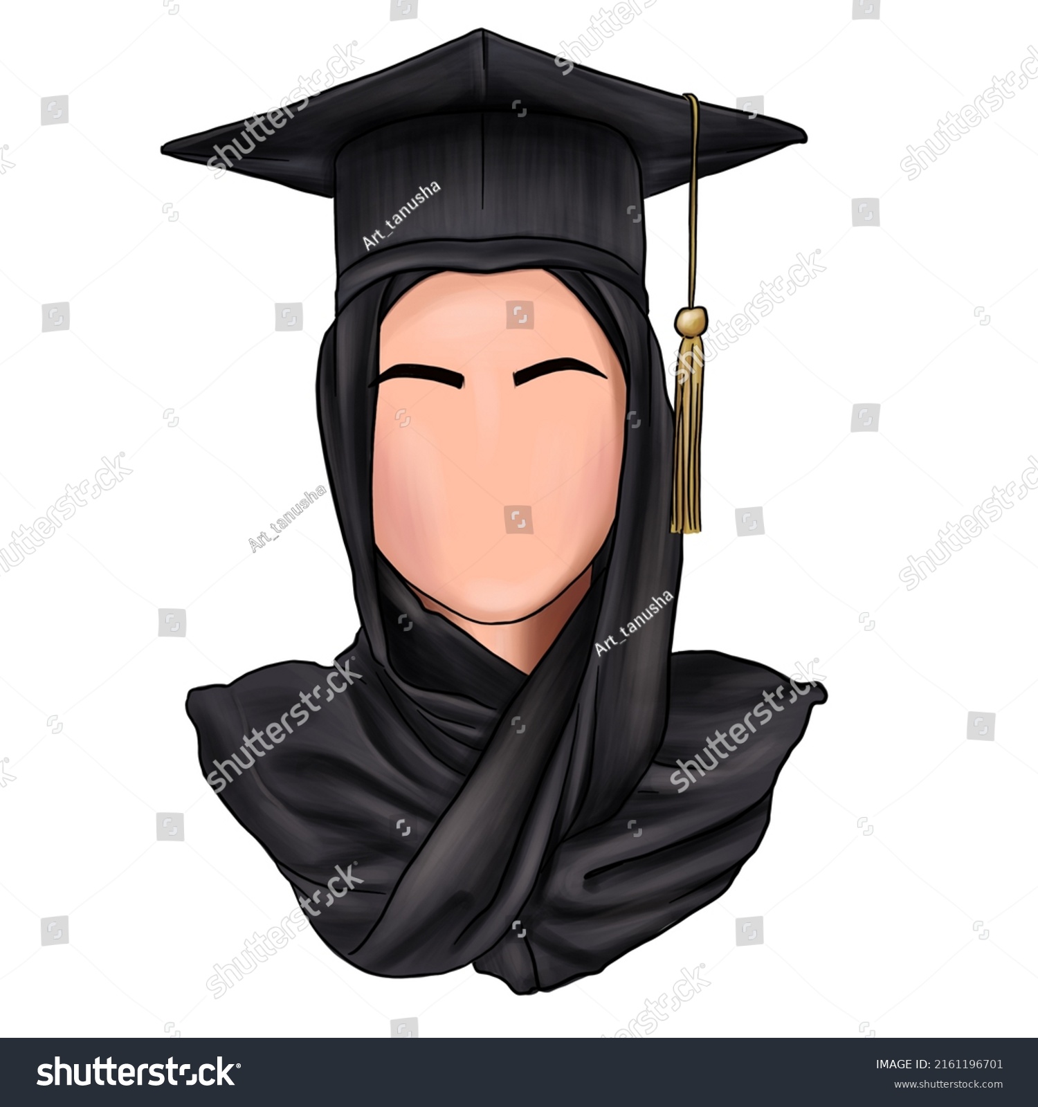 Faceless Prom Hijab Muslim Graduate Modern Stock Illustration ...