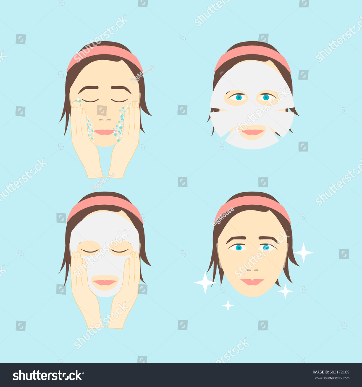 Step by step facial masks