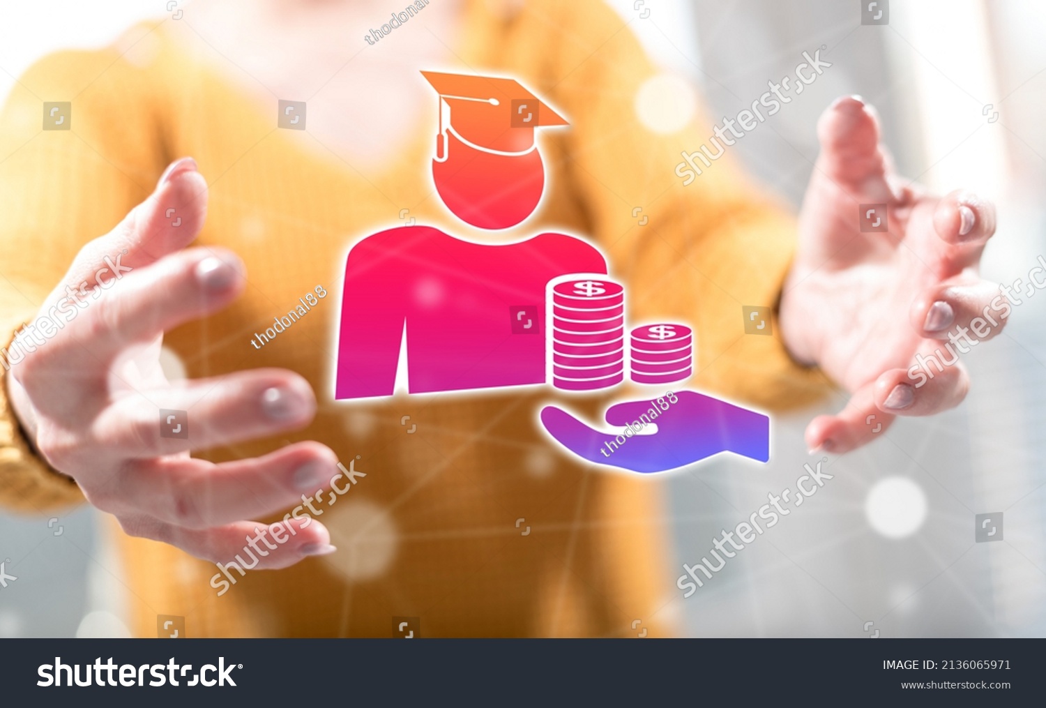 Fafsa Concept Between Hands Woman Background Stock Photo 2136065971 ...