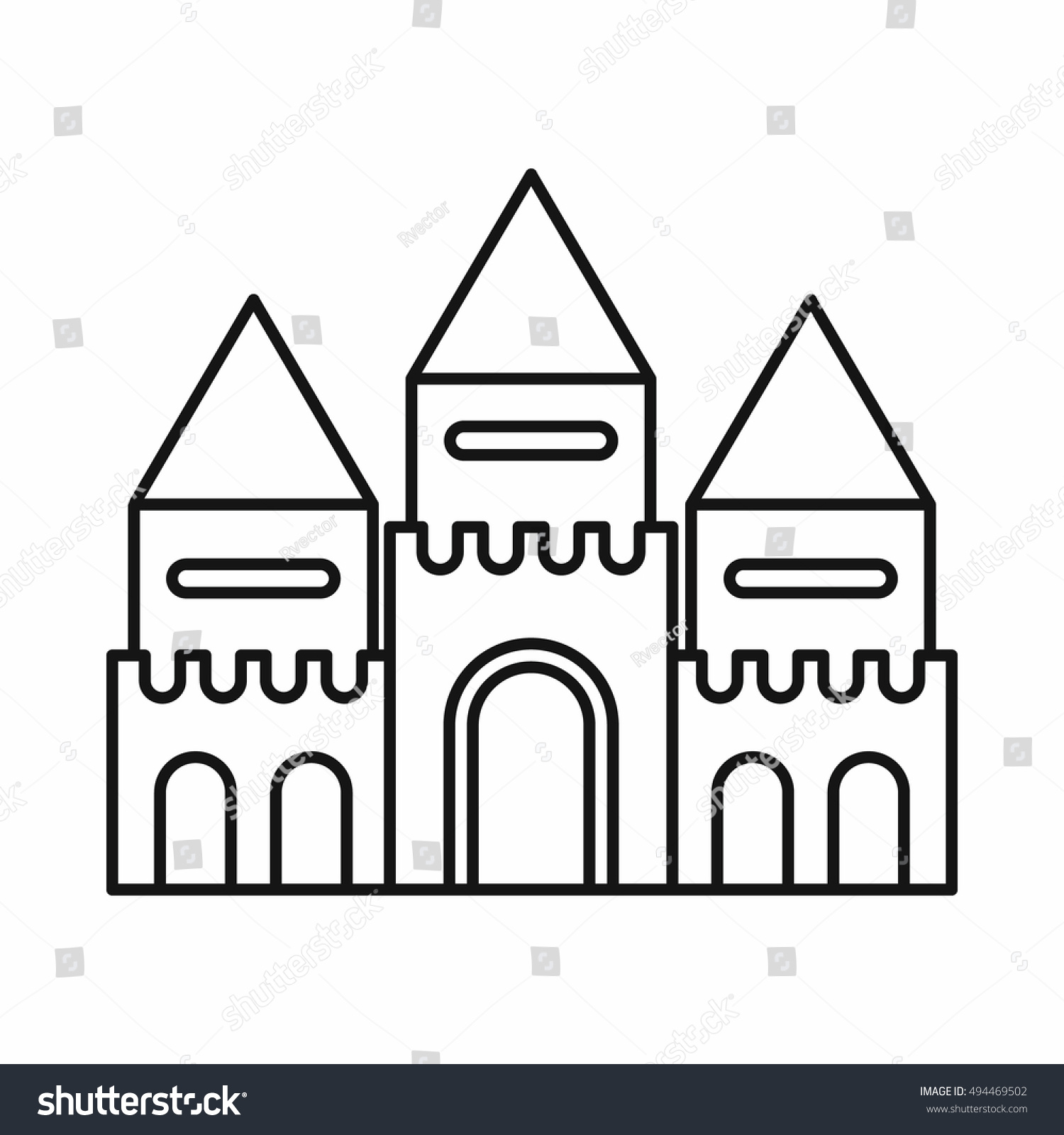 Fairy Tale Castle Icon Outline Style Stock Illustration 494469502 ...