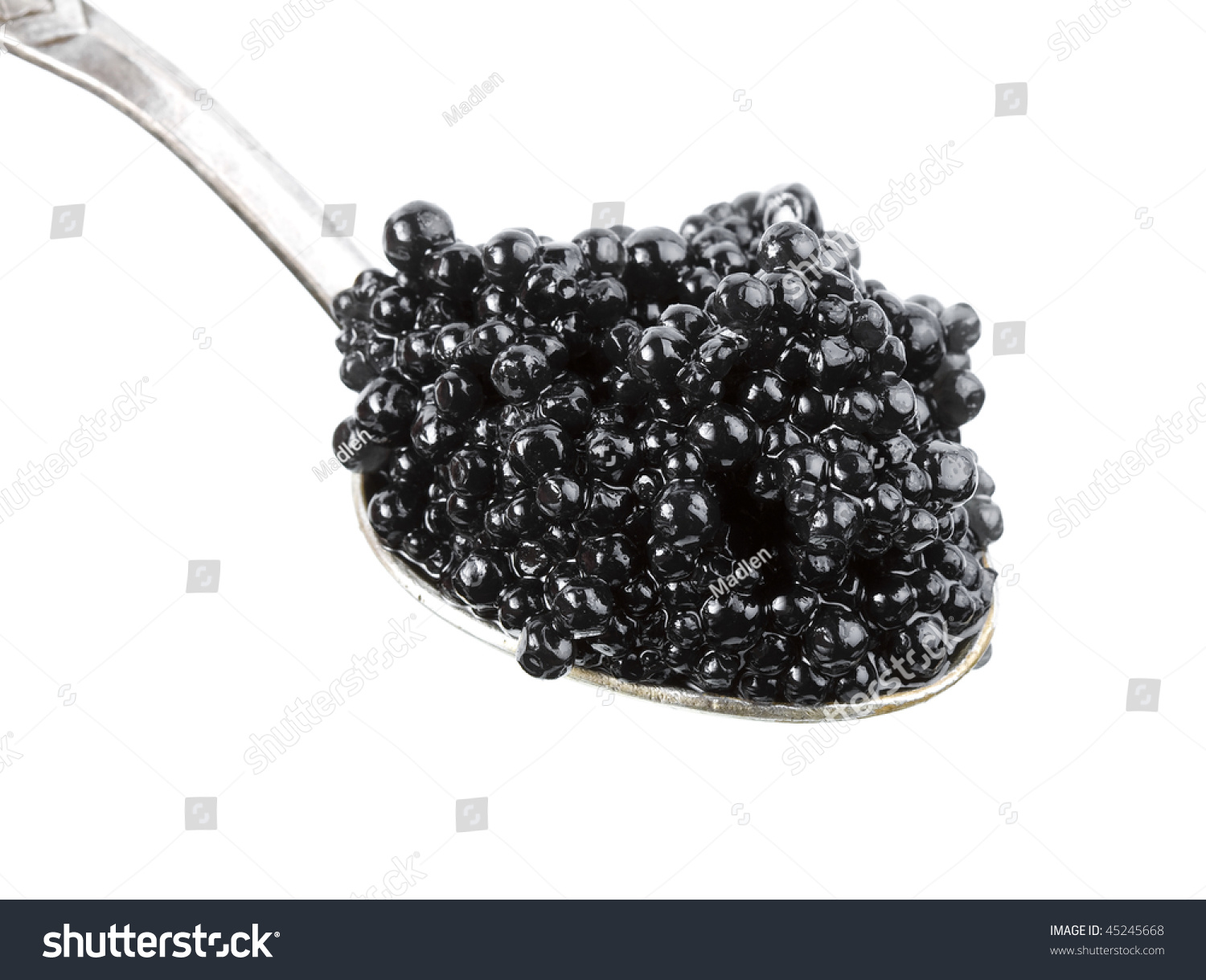 Fake Black Caviar On Spoon Isolated On White Background Stock Photo ...