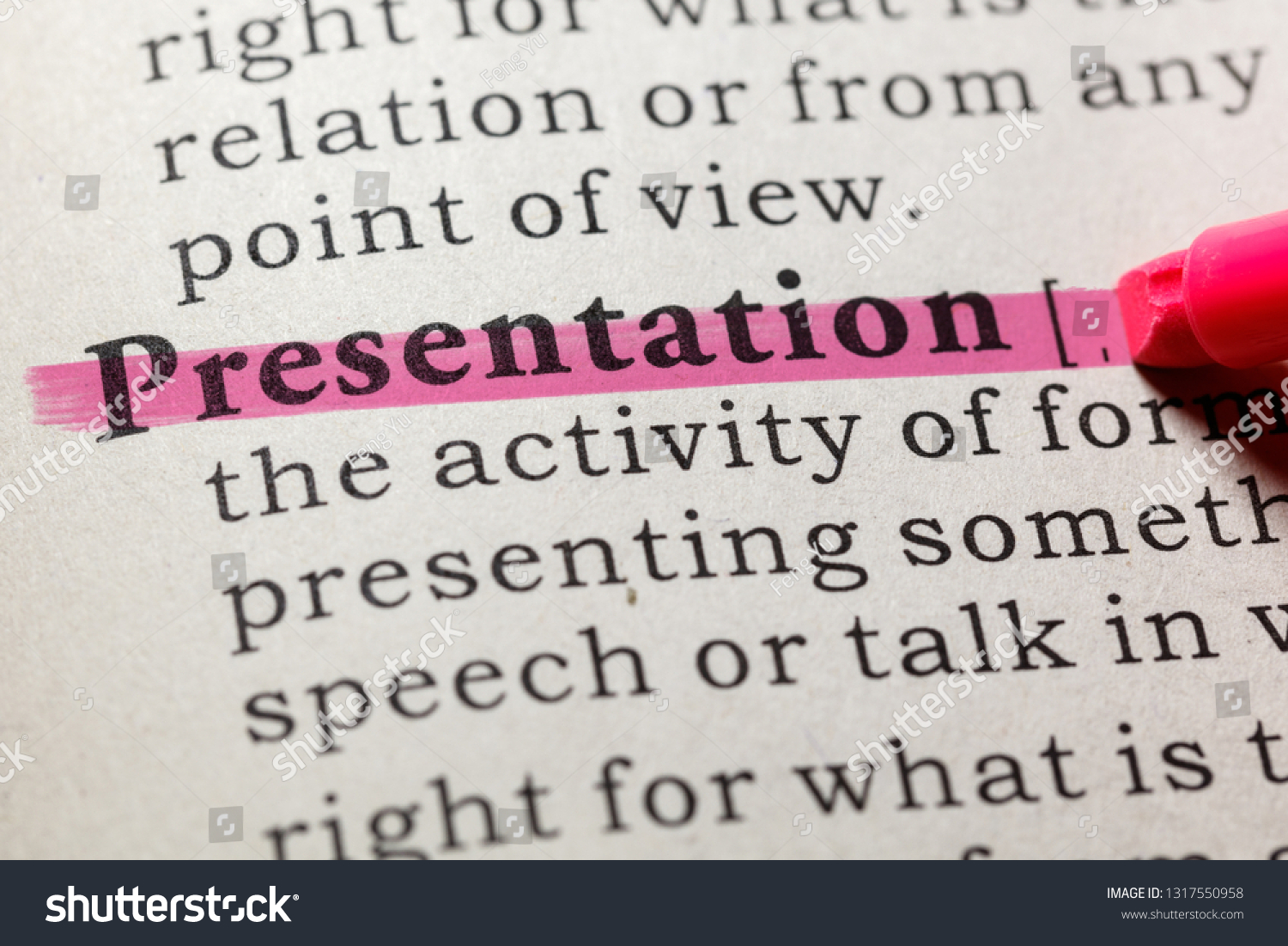 presentation in the dictionary