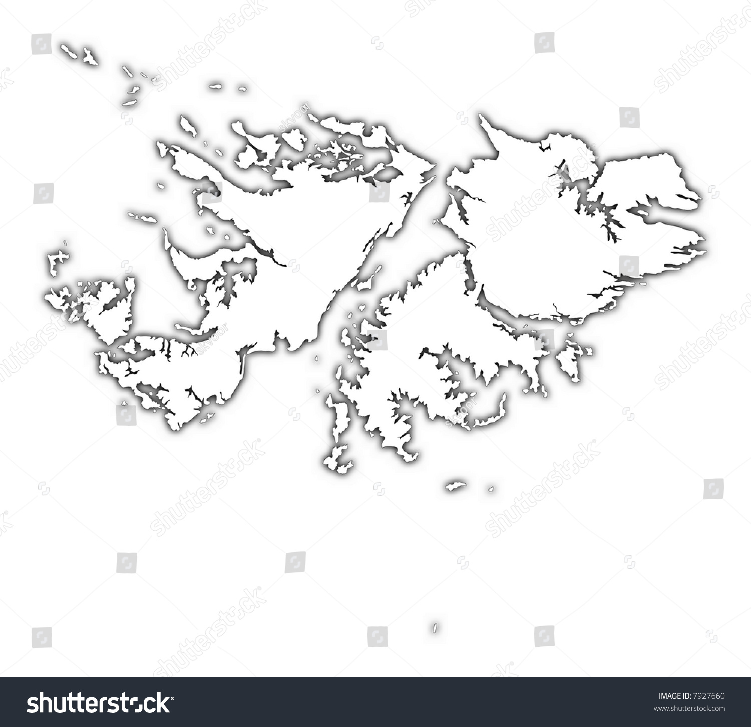 Falkland Islands Outline Map Shadow Detailed Stock Illustration 7927660 ...