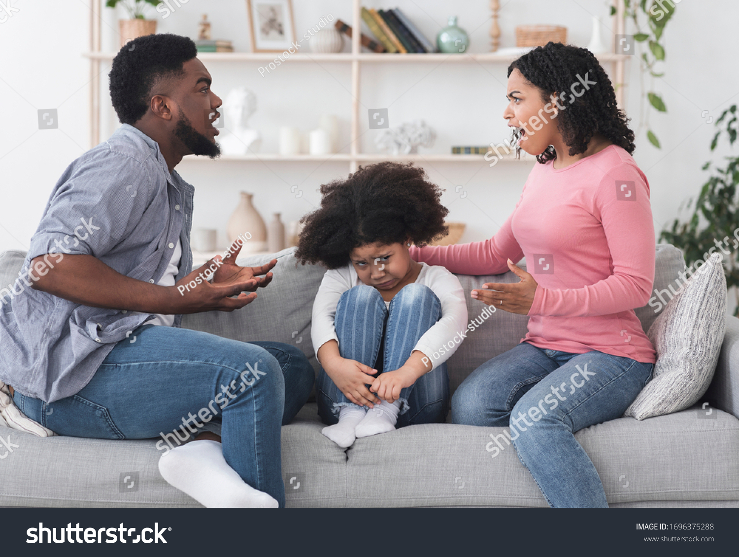 Family Arguing Upset Little African American Stock Photo 1696375288 ...