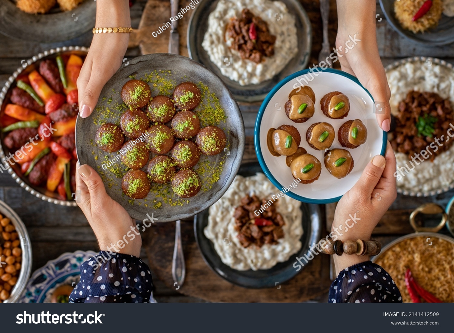 Family Dinner Many Foods On Table Stock Photo 2141412509 | Shutterstock