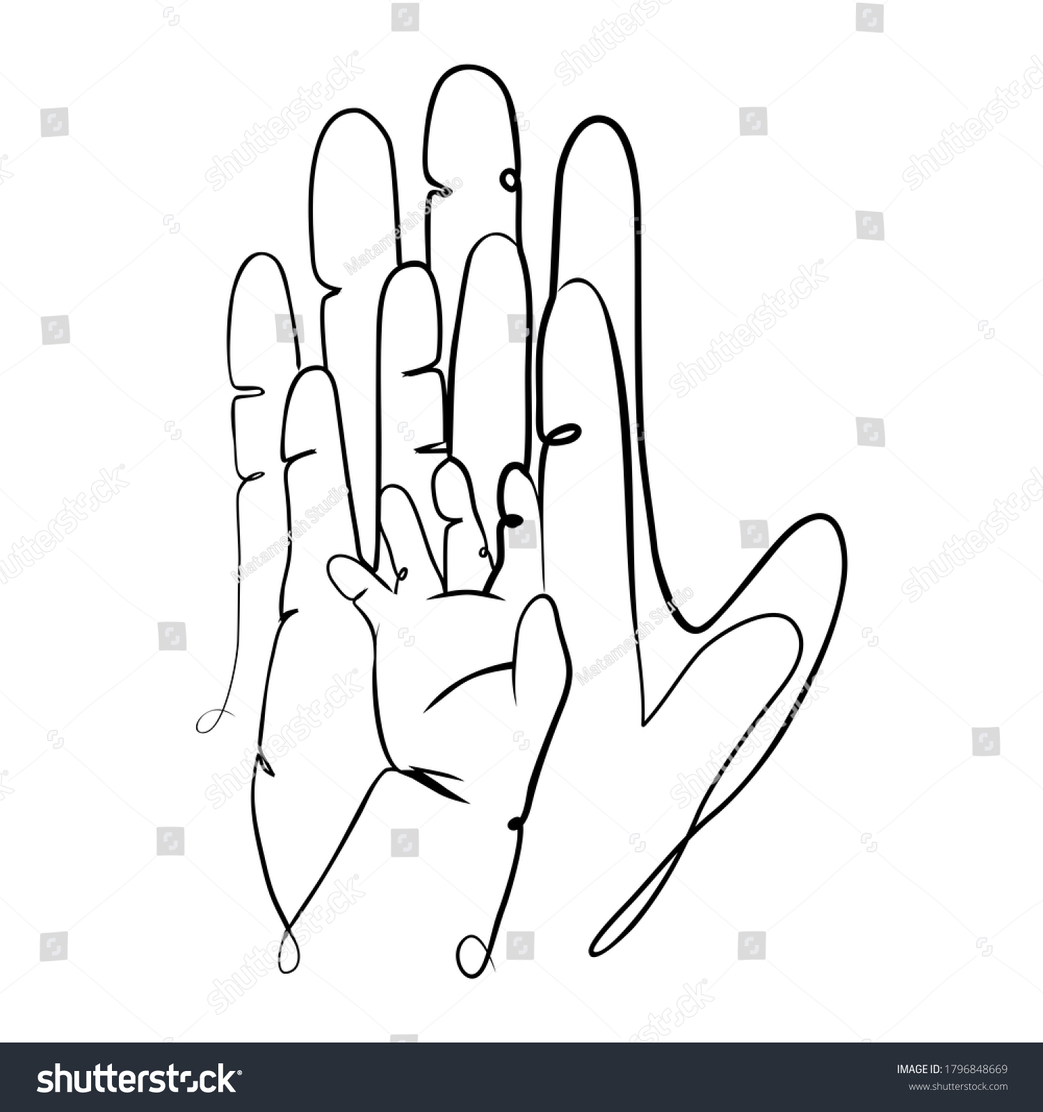 Family Hand Outline Aesthetic Social Media Stock Illustration Family Hand Outline Aesthetic Social Media Stock Illustration