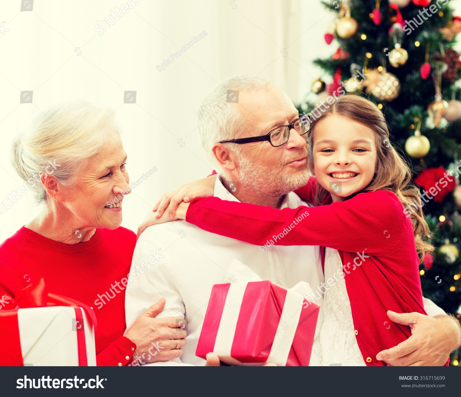 Family, Holidays, Generation, Christmas And People Concept - Smiling ...