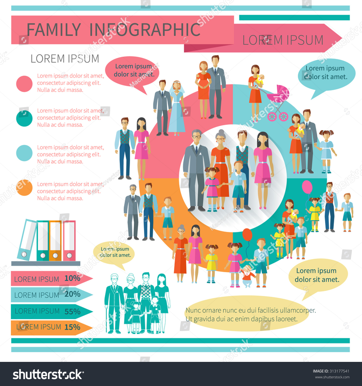 Family Infographics Set Charts Parent Children Stock Illustration ...
