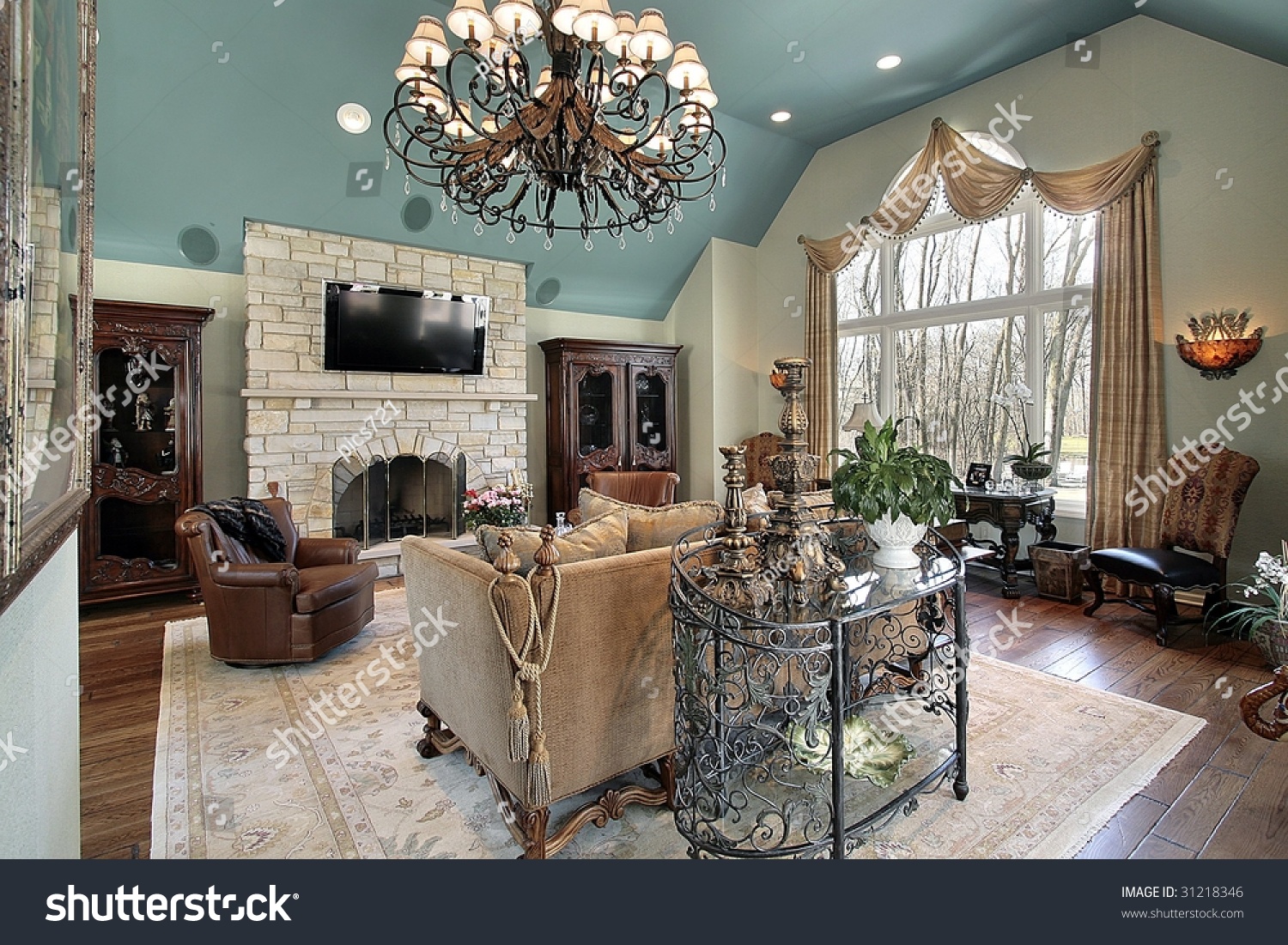 Family Room Large Chandelier Stock Photo Edit Now 31218346