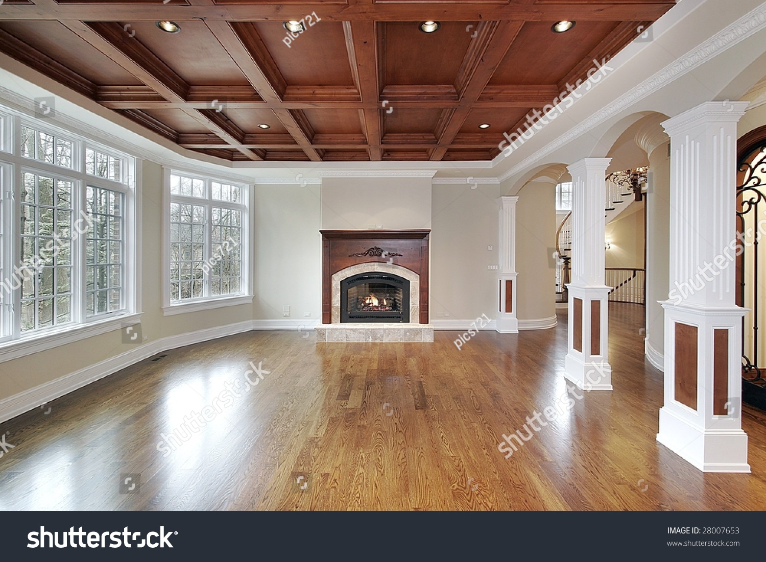 Family Room Wood Beam Ceilings Stock Photo 28007653 - Shutterstock decoration, home design, interior decoration, pictures, and ideas Wood Beams On Ceiling 1100 x 1500