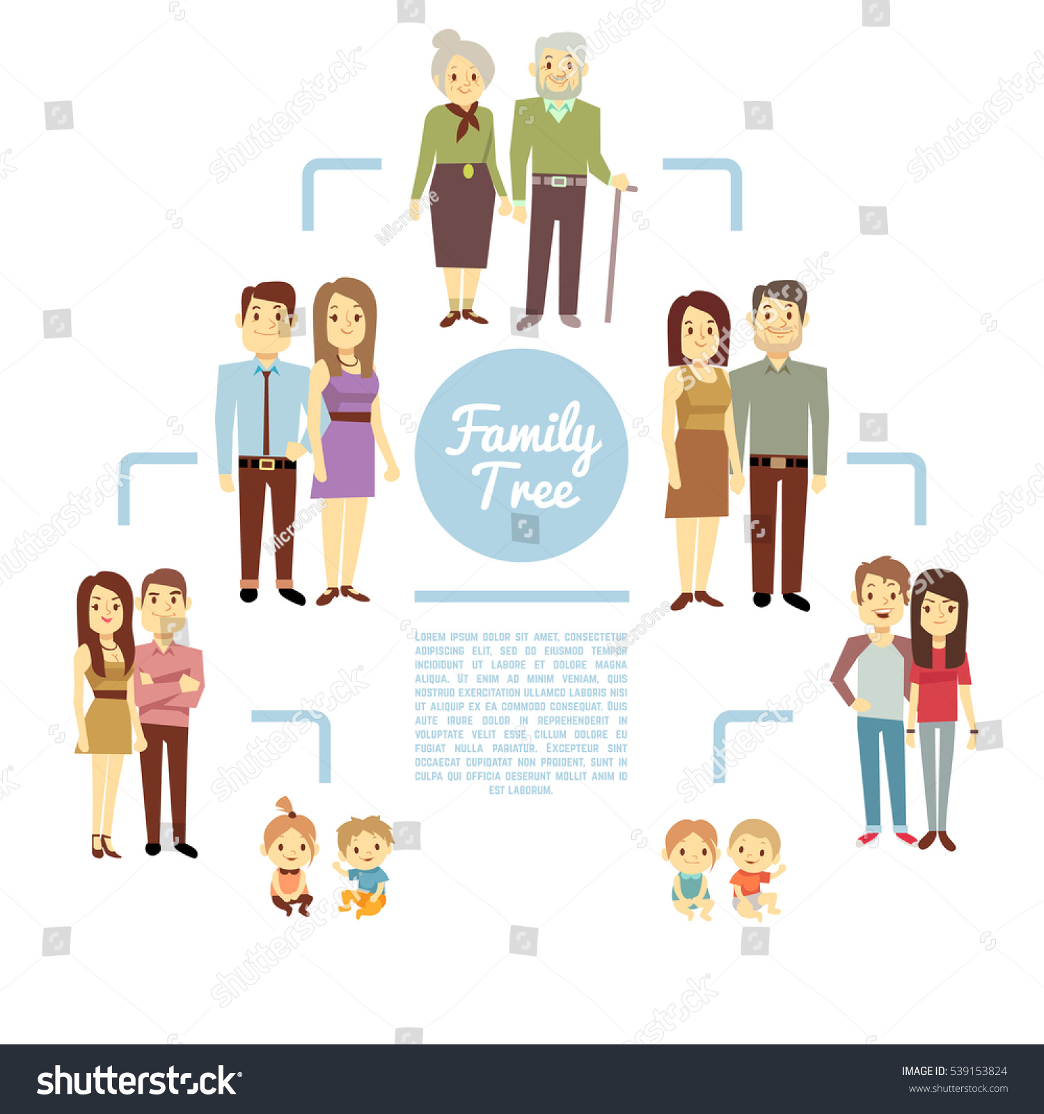 Family Tree People Icons Four Generations Stock Illustration 539153824 ...