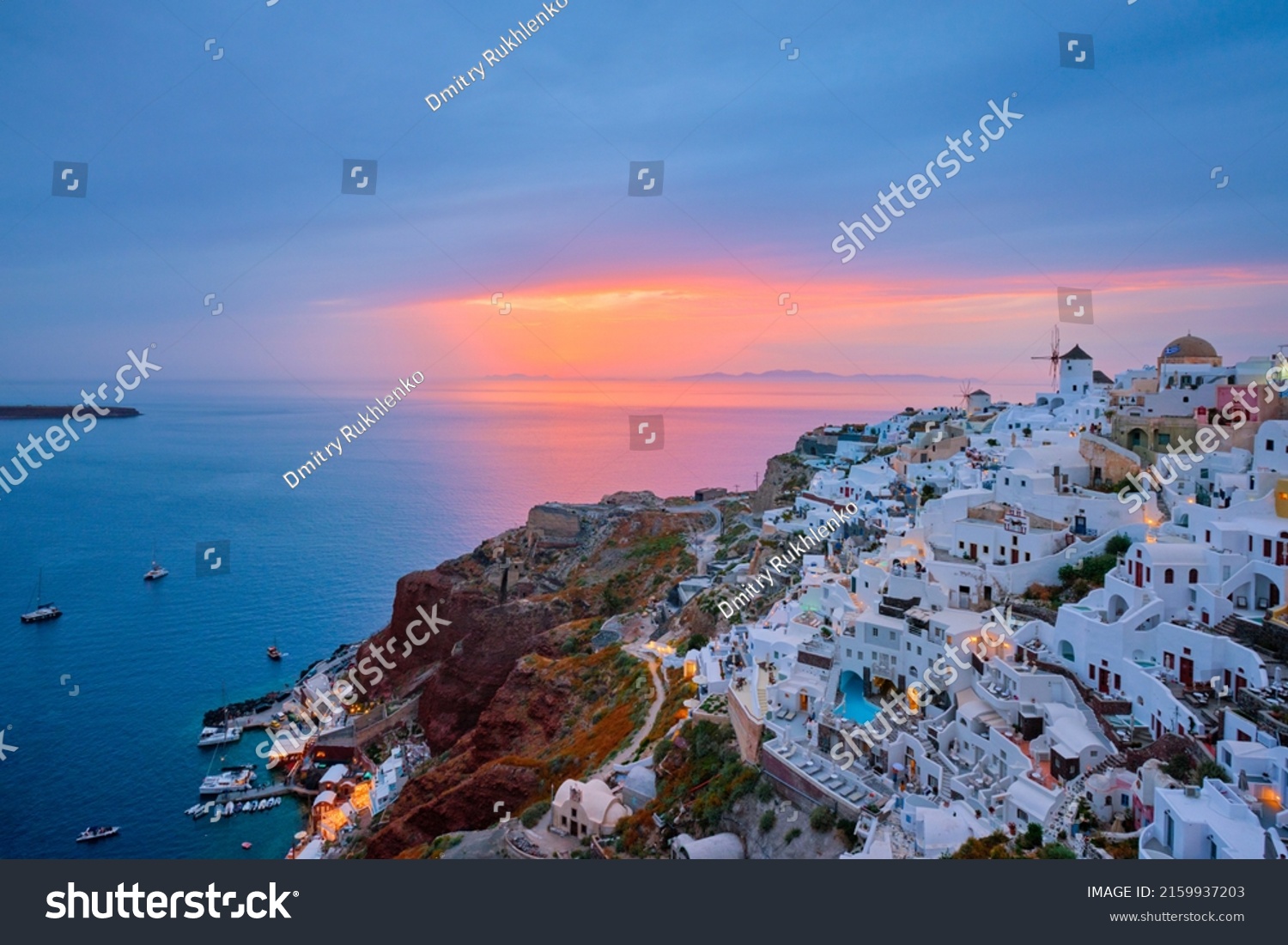 Famous Greek Iconic Selfie Spot Tourist Stock Photo 2159937203 ...