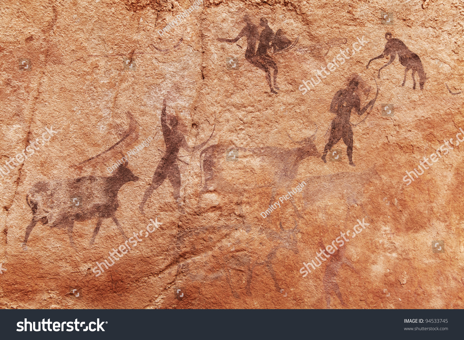 Famous Prehistoric Rock Paintings Tassili Najjer Stock Photo 94533745 ...