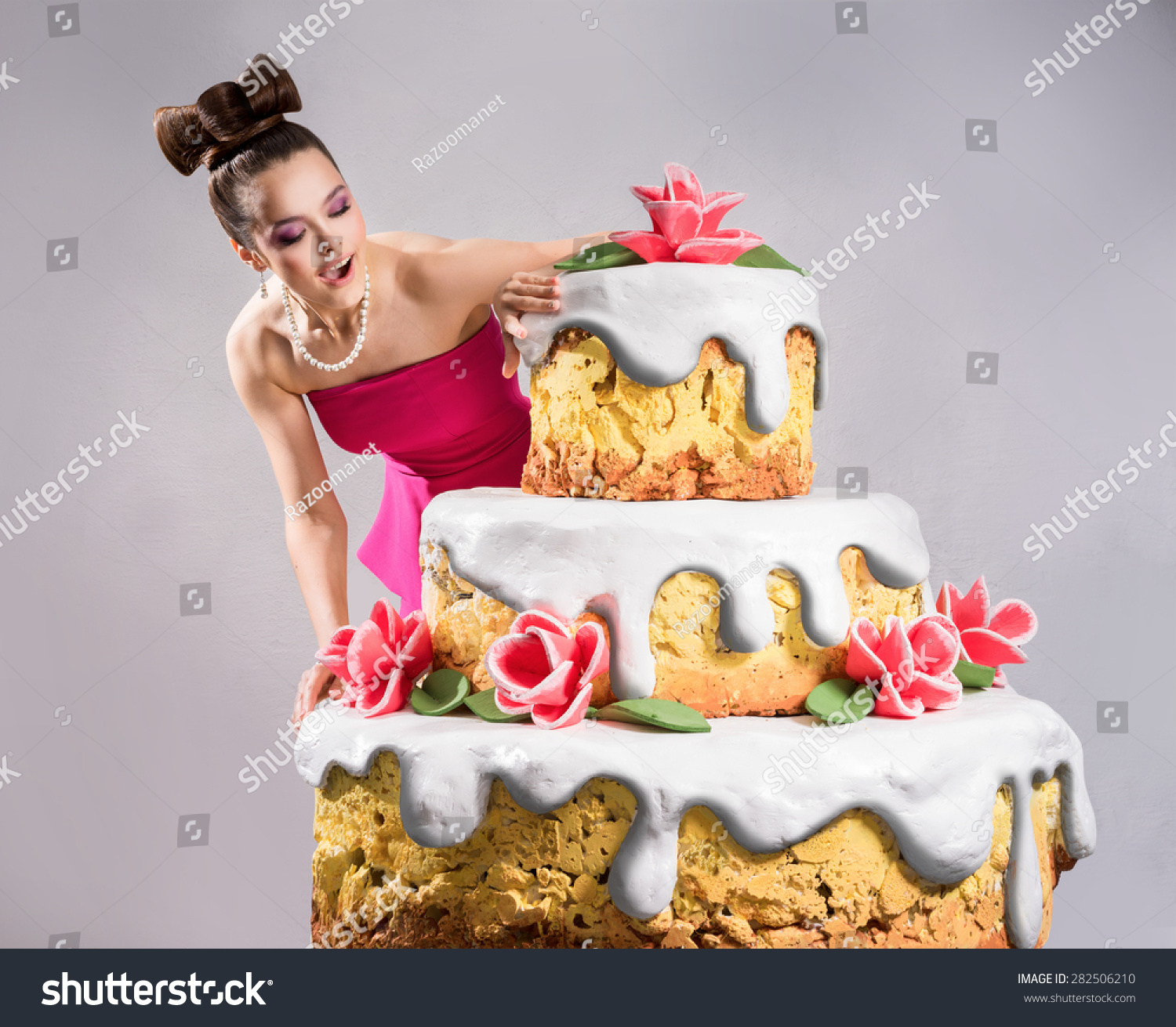 Fancy Girl Near Huge Cake Stock Photo (Edit Now) 282506210