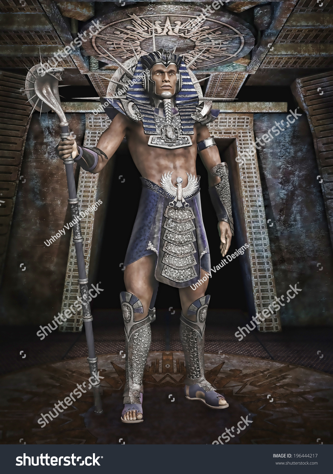 Fantasy Egyptian Pharaoh With A Cobra Staff Stock Photo 196444217 ...