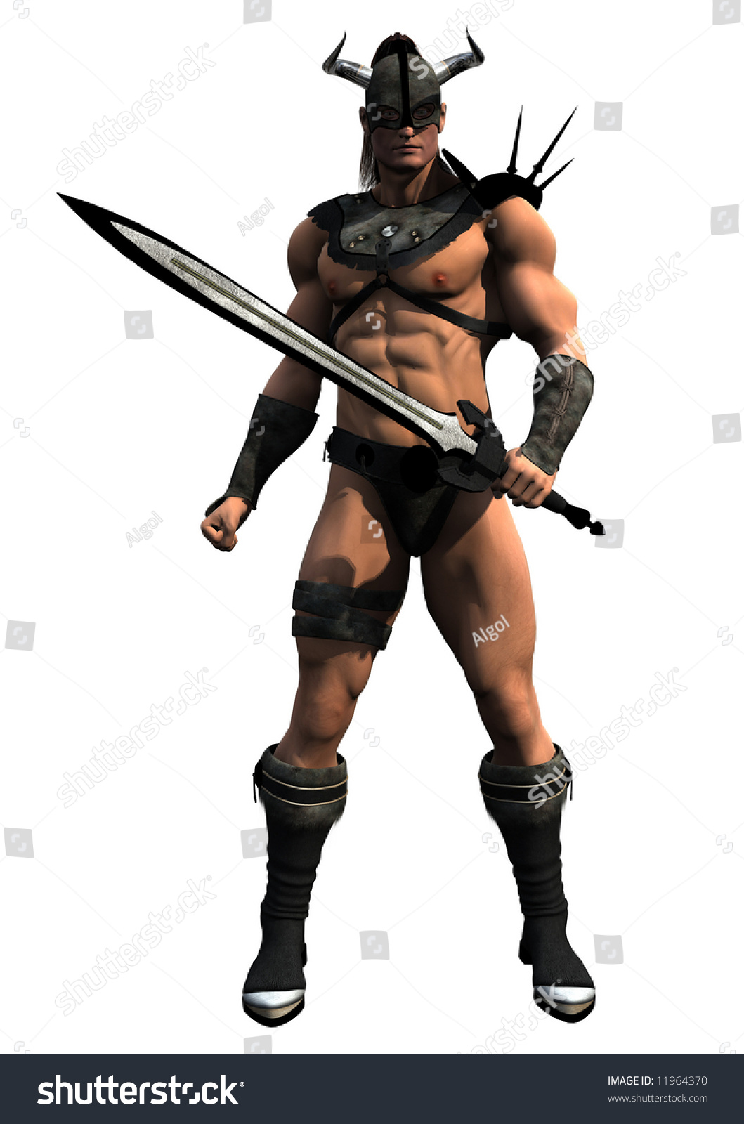 Fantasy Illustration Fierce Barbarian Warrior Wielding库存照片11964370 Shutterstock 9662