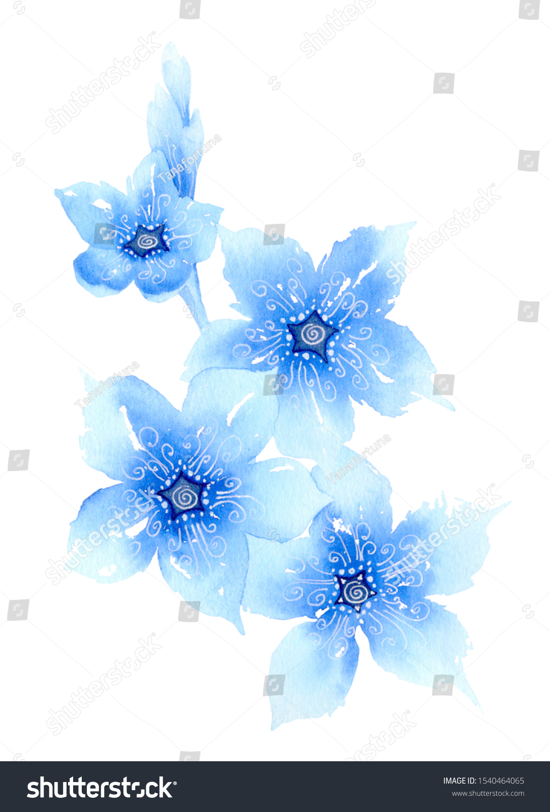 Fantasy Stylized Blue Flowers On Branch Stock Illustration 1540464065 - noble blue flower plant fantastic frontier roblox wiki