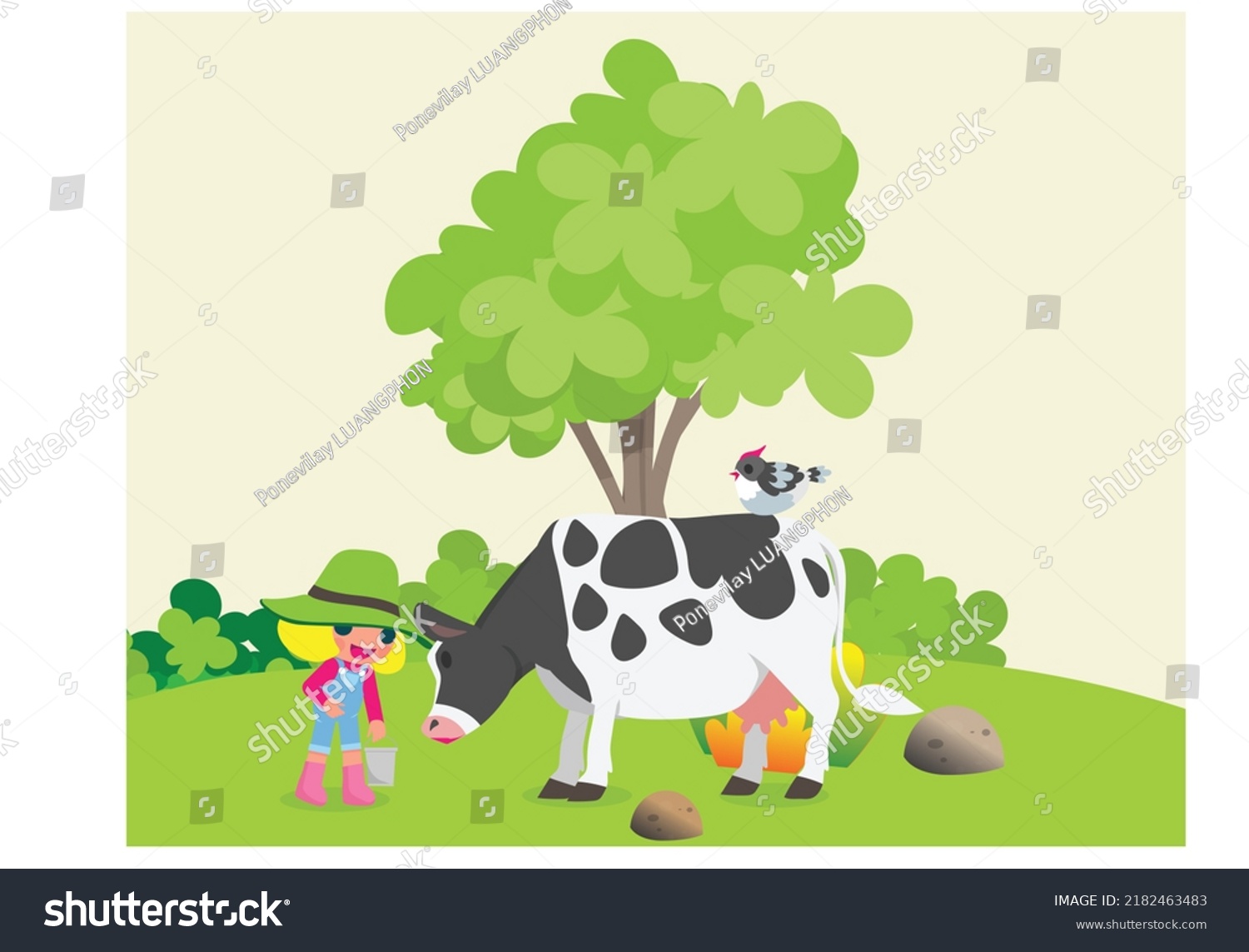 Farm Animalscow Pig Horsesducksschoolbabycartoon Vector Flat Stock ...