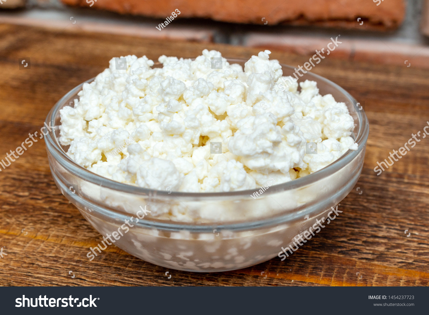 Farm Cottage Cheese Close On Wooden Stock Photo Edit Now 1454237723