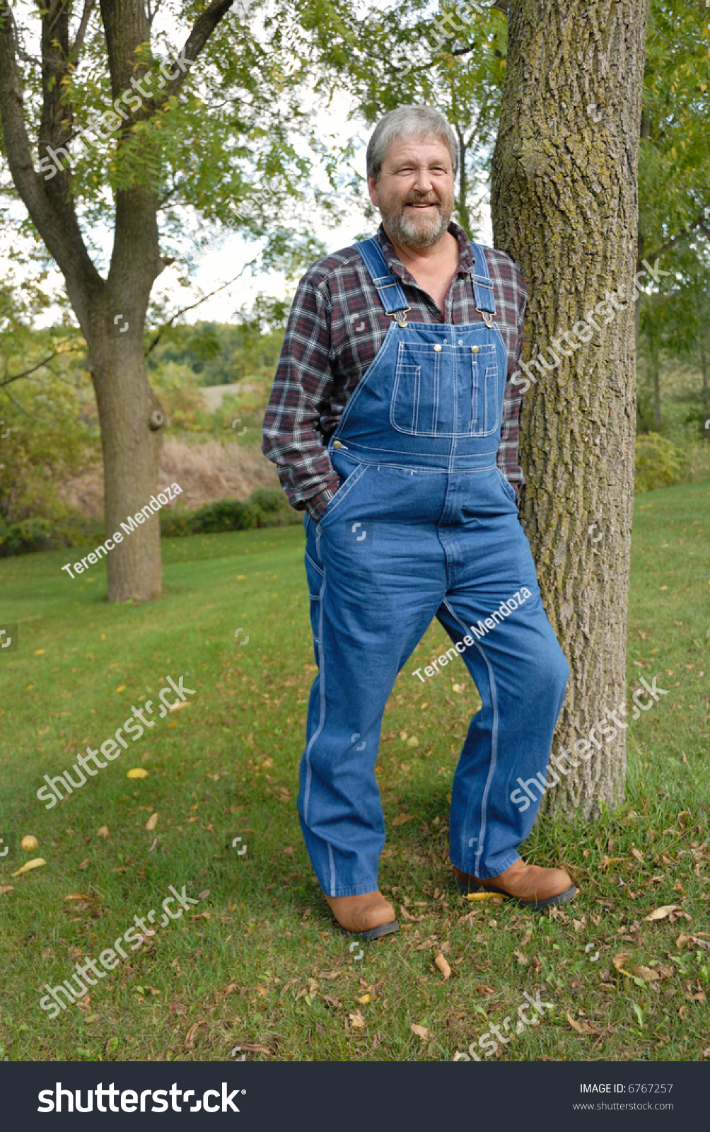 Farm Worker Bib Overalls Relaxes Against Stock Photo 6767257 - Shutterstock