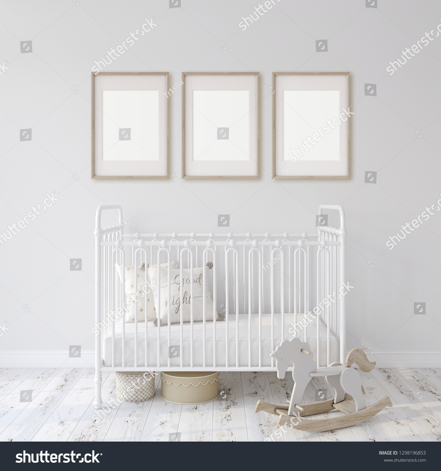 white metal crib