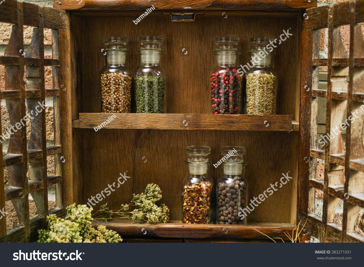 Farms Vintage Spice Rack Storage Cabinet Stock Photo Edit Now