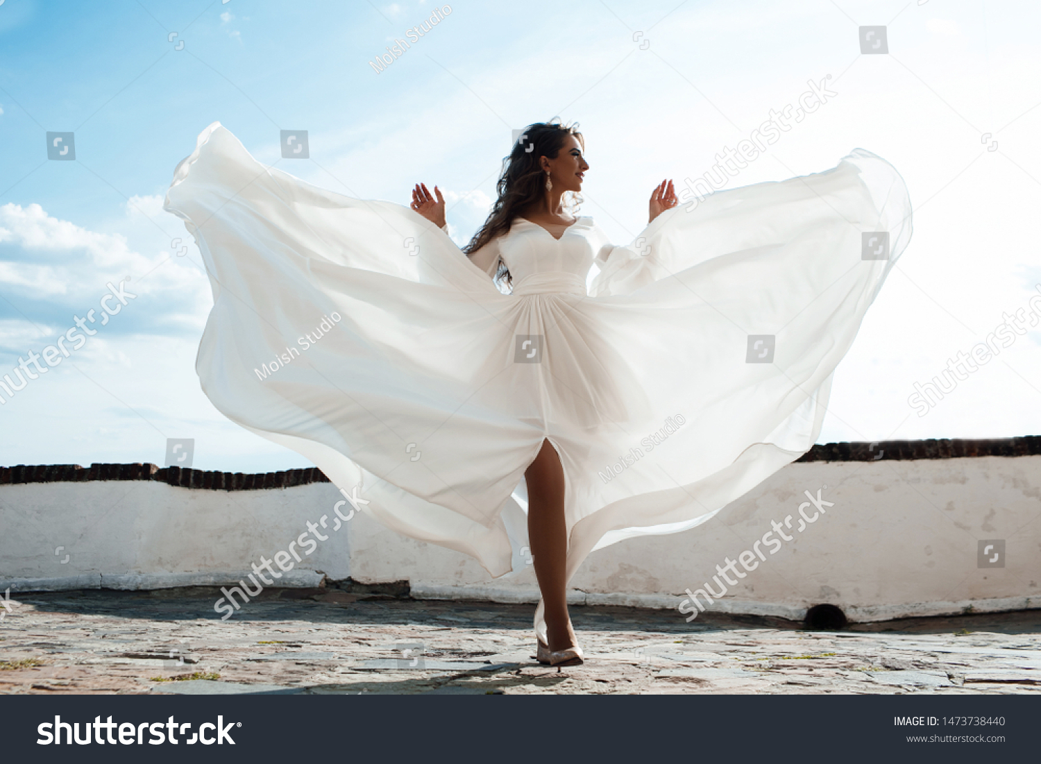 white flowing gown