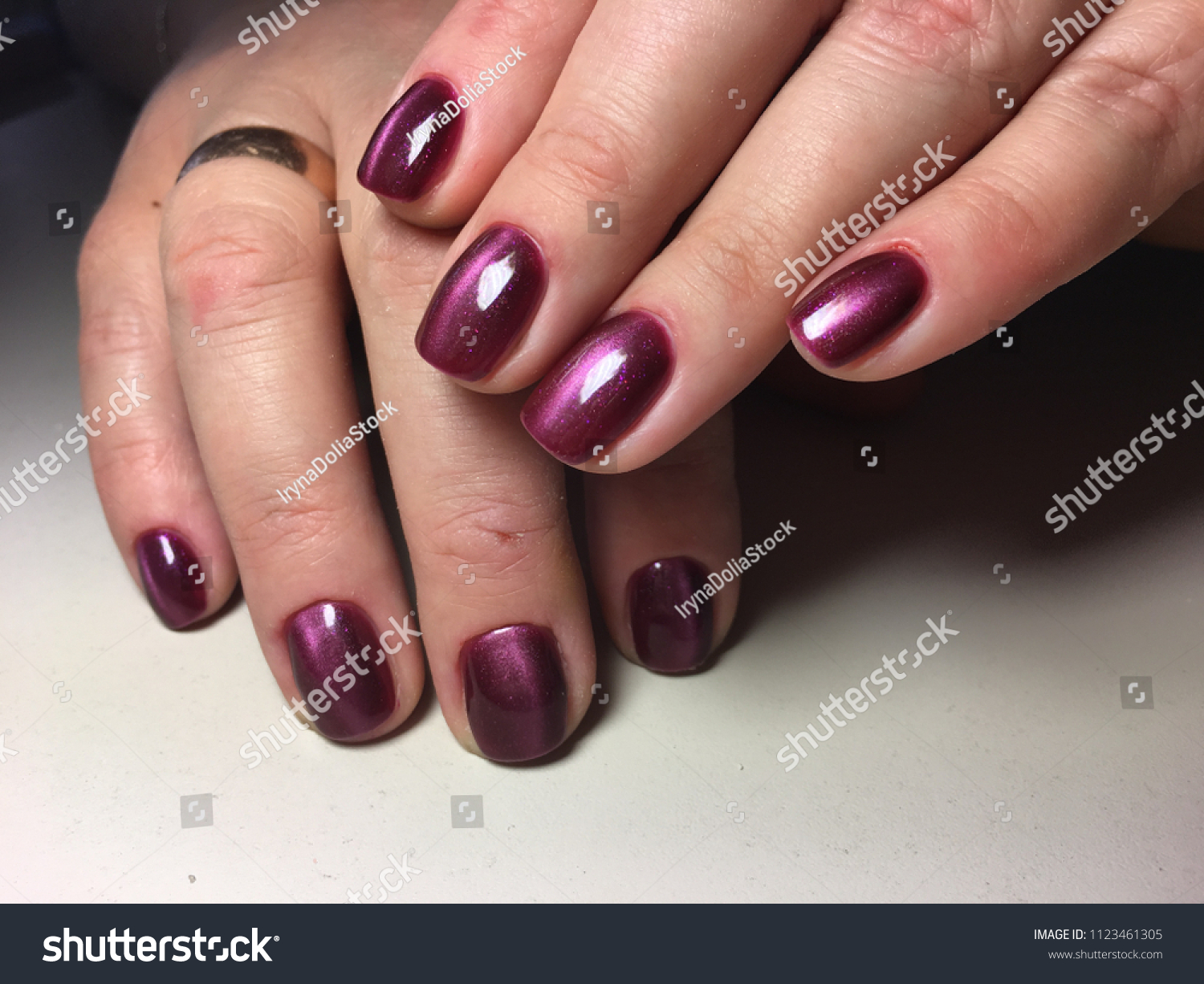 Fashion Manicure Pink Cats Eye On Stock Photo Edit Now