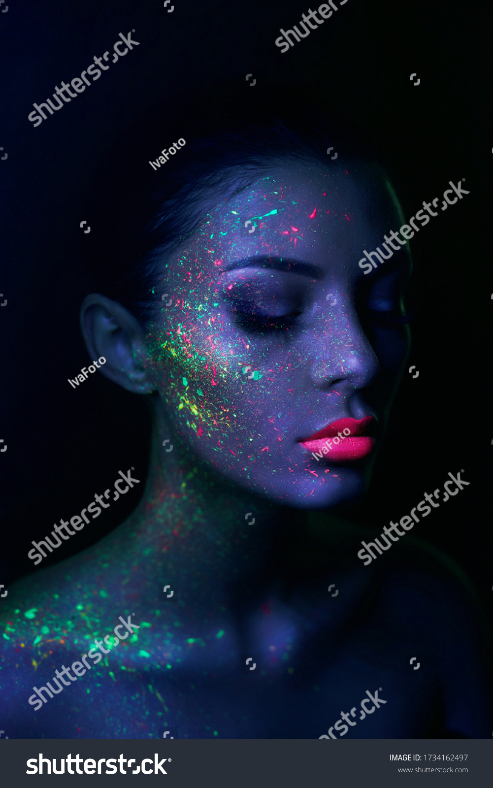 Fashion Model Woman Neon Light Bright Stock Photo 1734162497 | Shutterstock