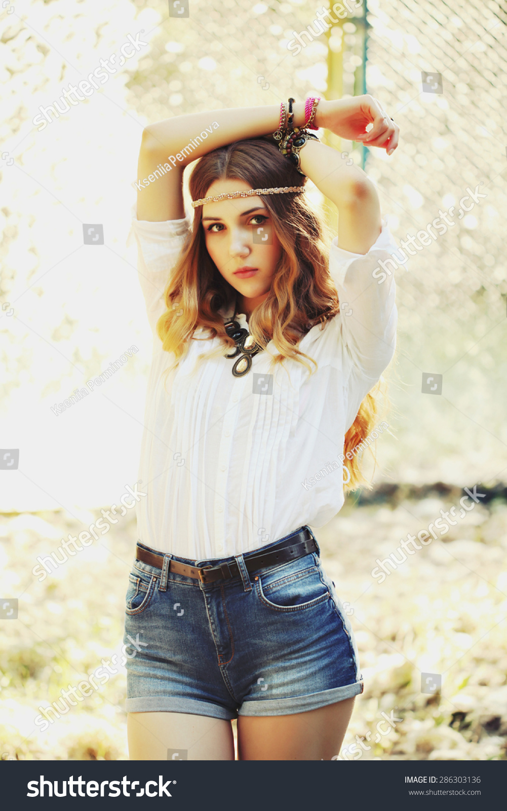 Fashion Portrait Beautiful Hippie Young Woman Stock Photo Edit