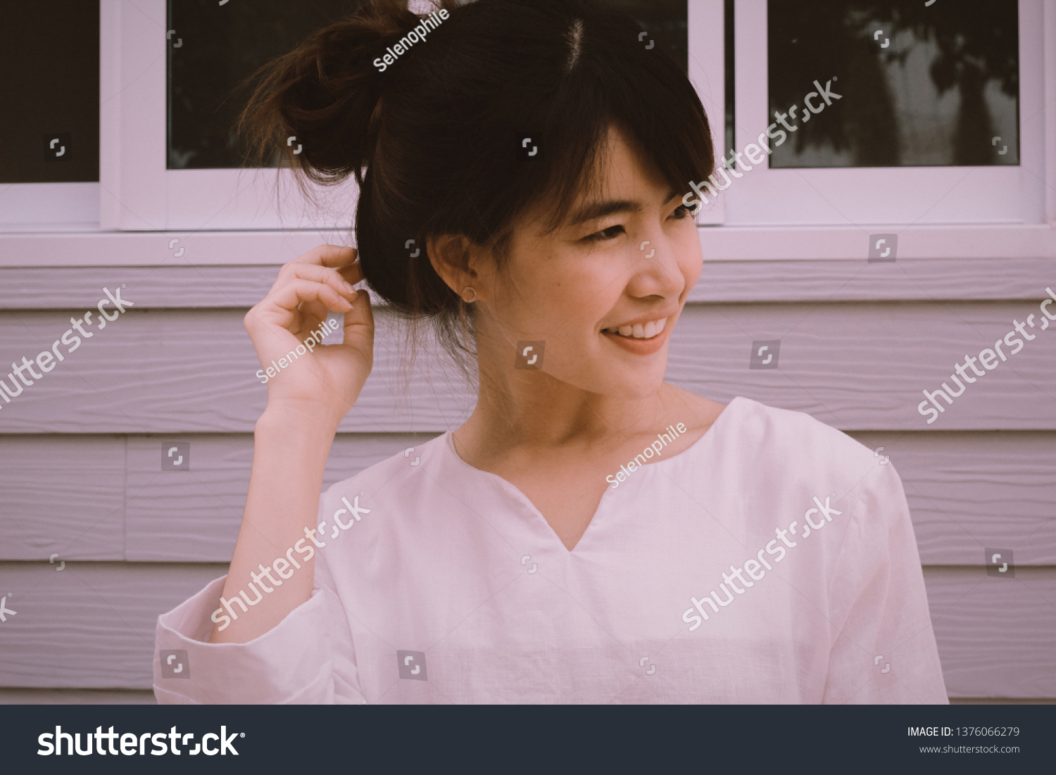 Fashion Portrait Young Asian Woman Bun Stock Photo Edit Now