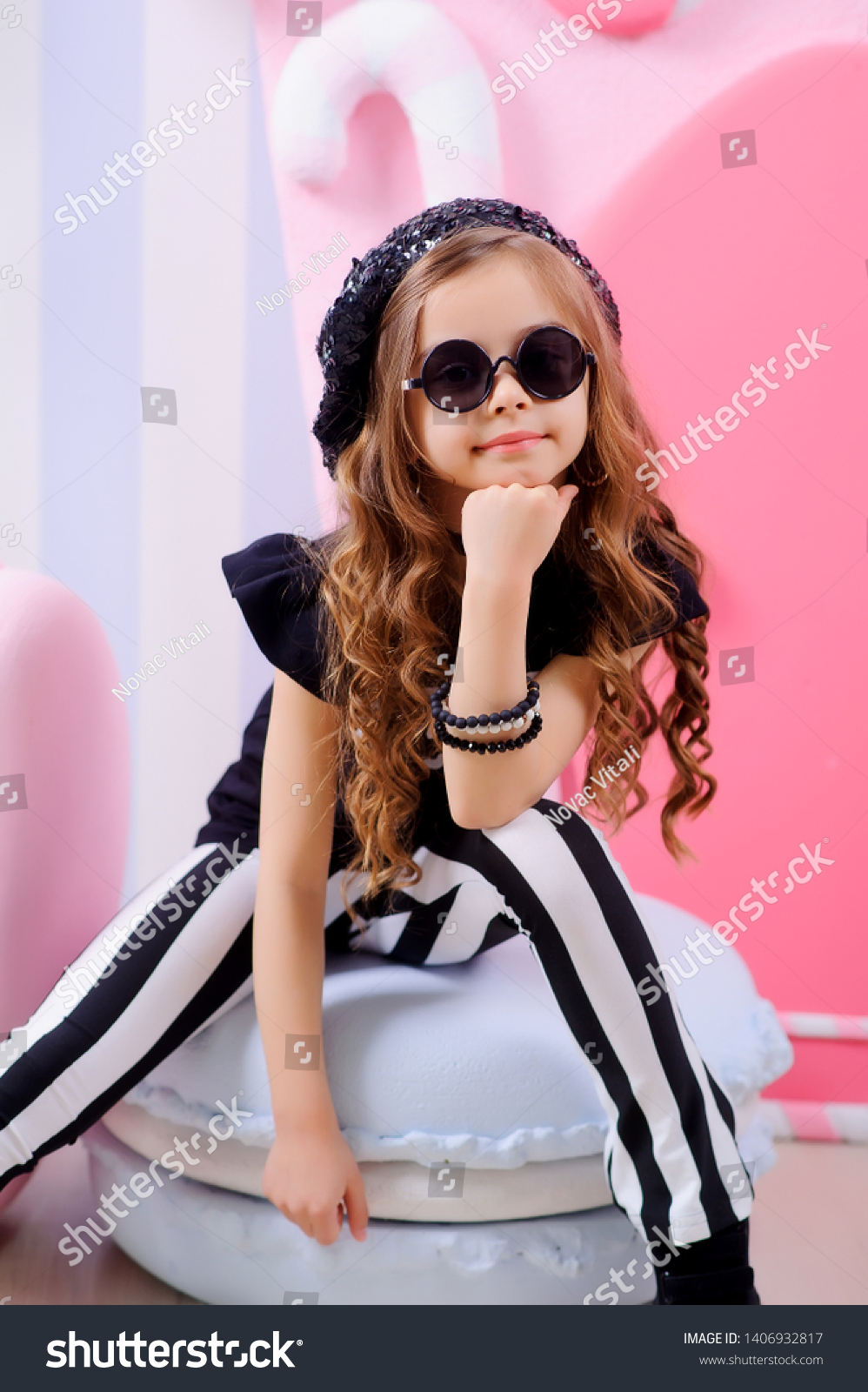 Fashion Style Little Cute Girl Posing Stock Photo Edit Now