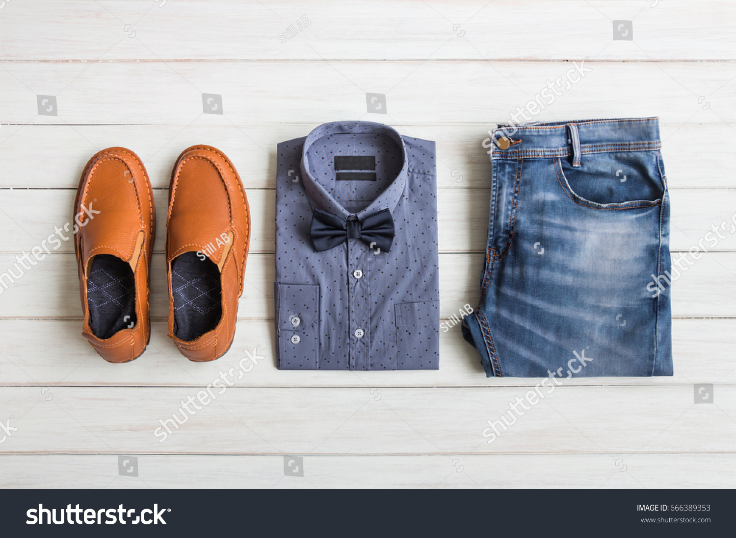 Fashionable Concept Mens Clothes Brown Shoes Stock Photo Edit Now