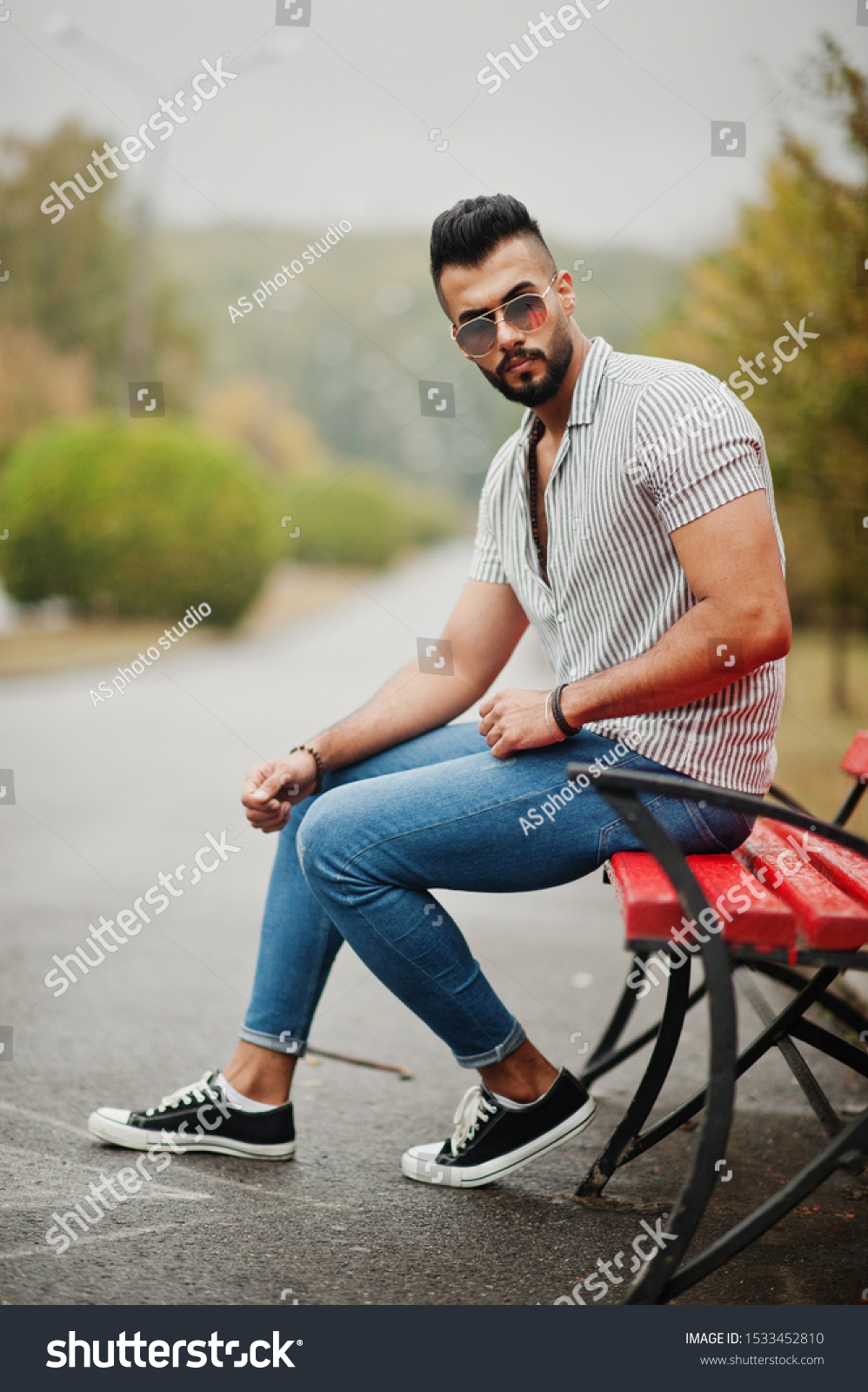 Fashionable Tall Arab Beard Man Wear Stock Photo Edit Now 1533452810