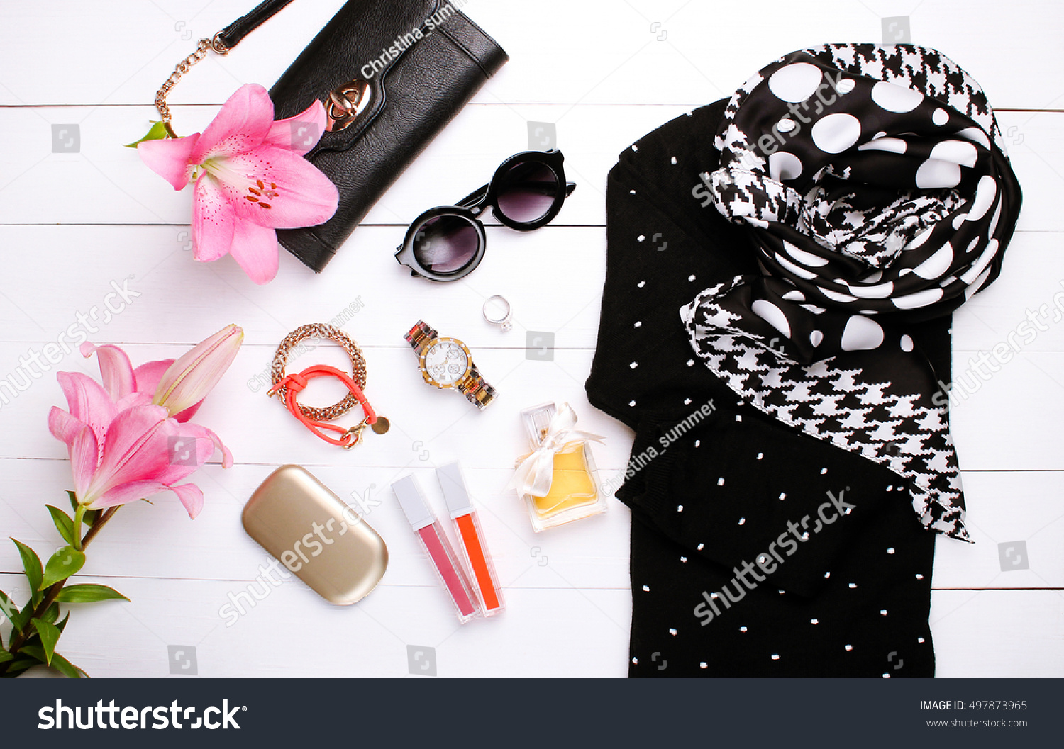 Fashionable Womens Clothes On White Background Stock Photo 497873965 ...