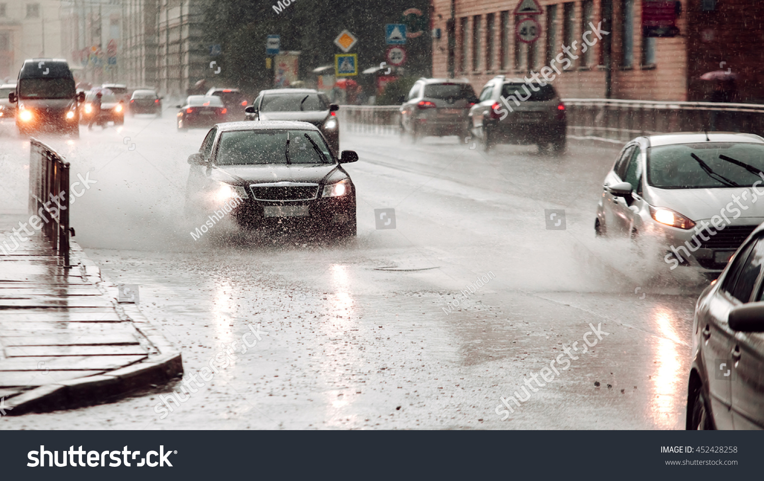 heavy rain car drive