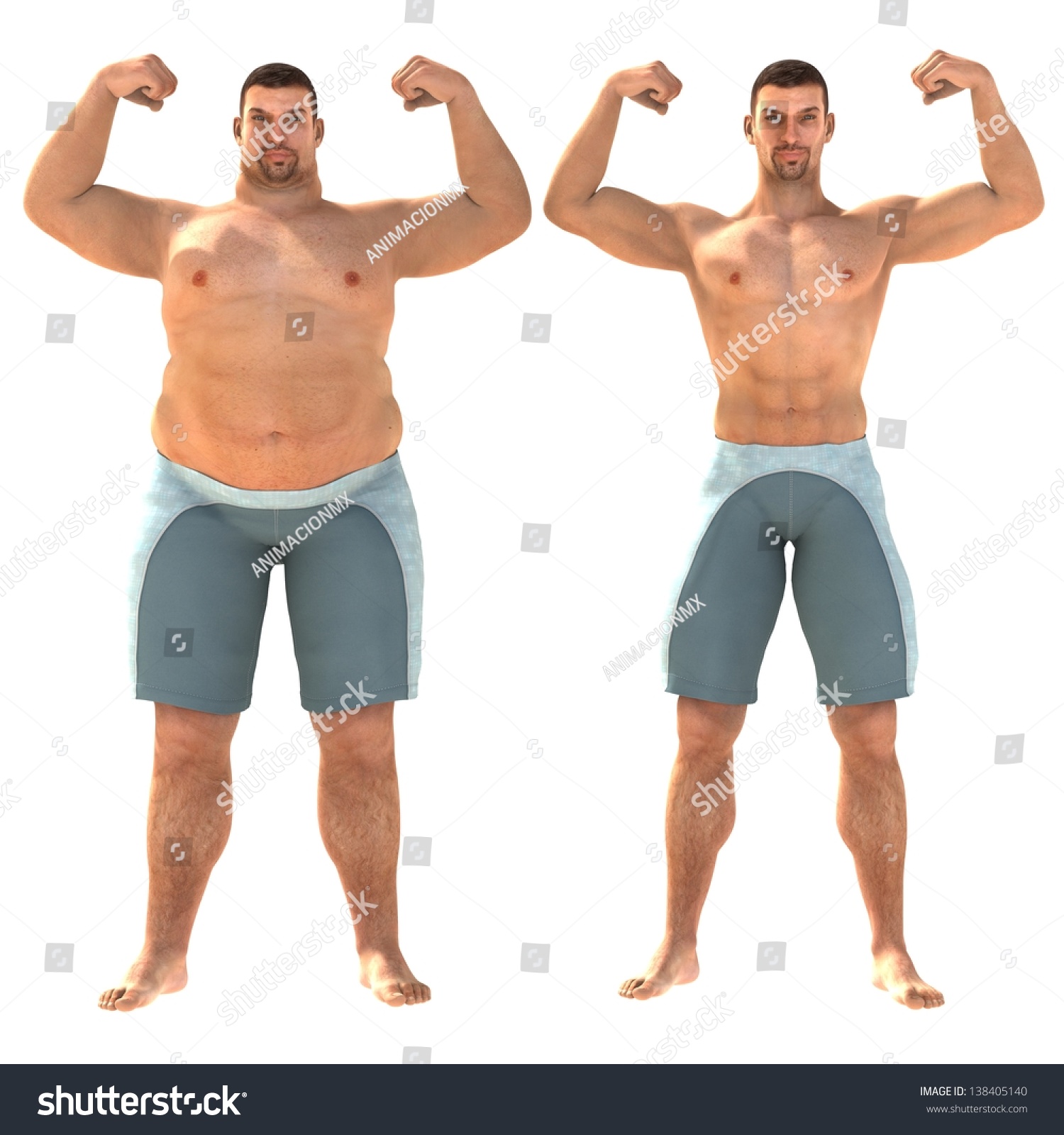 Fat Slim Man Opposite Each Other Stock Illustration ...