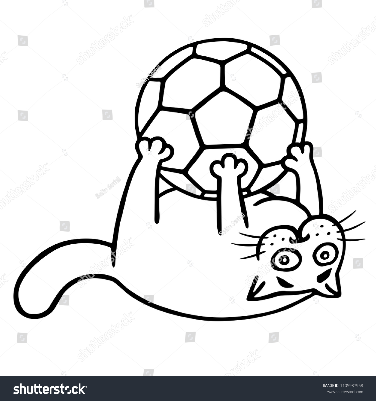 Fat Cat Caught Soccer Ball のイラスト素材