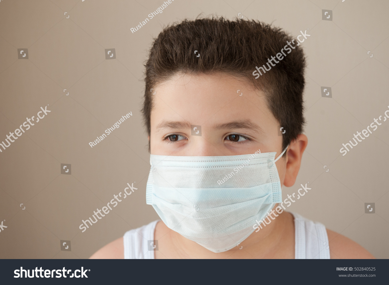 Fat Little Boy Wearing Medical Mask Stock Photo 502840525 