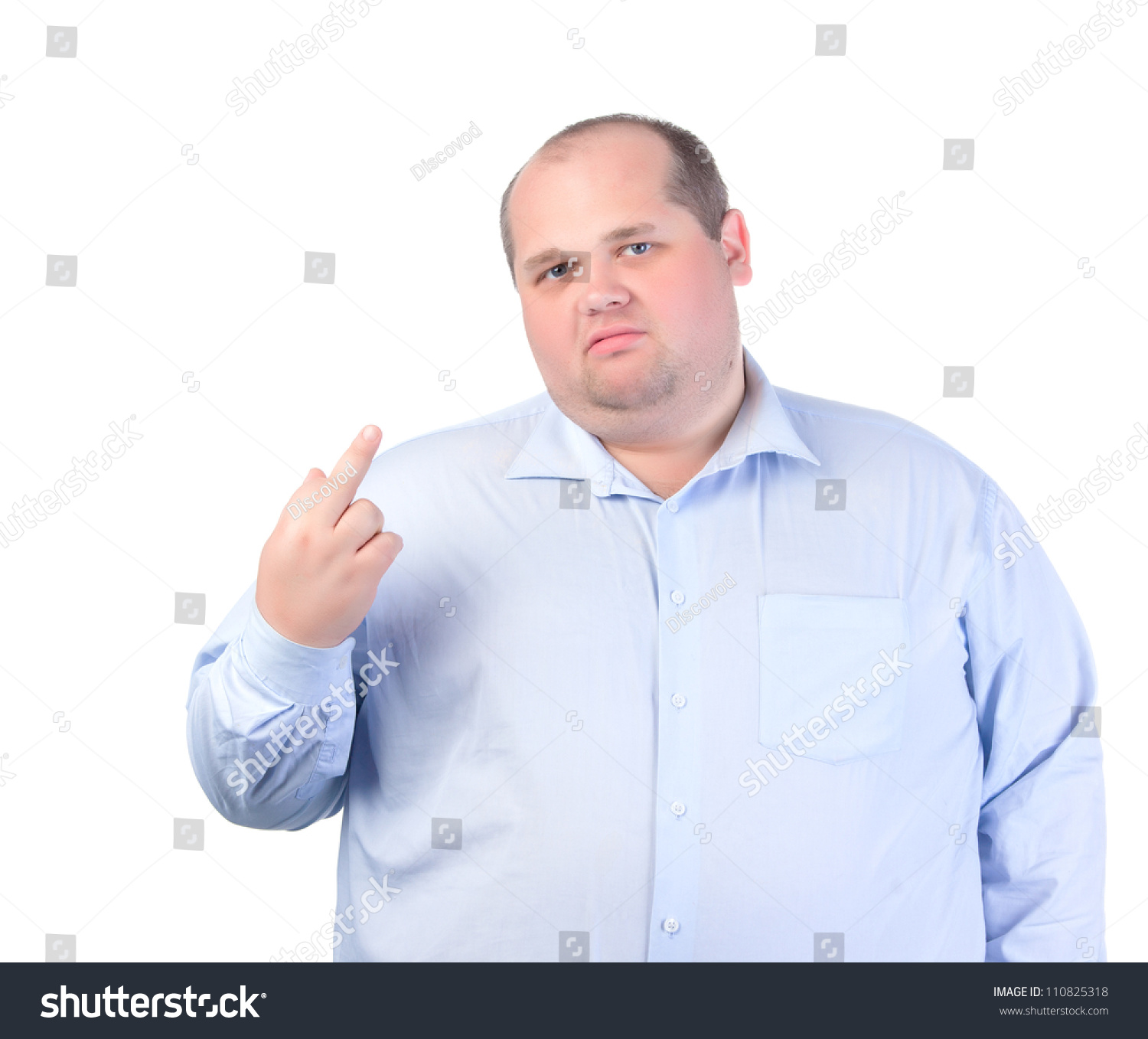 fat man in small shirt