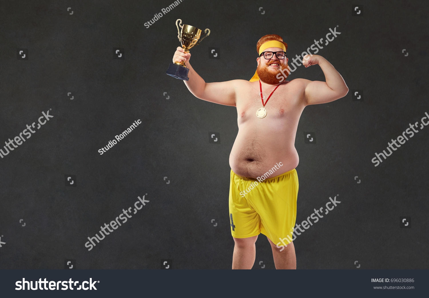 Fat Naked Man Champions Cup His库存照片696030886 Shutterstock