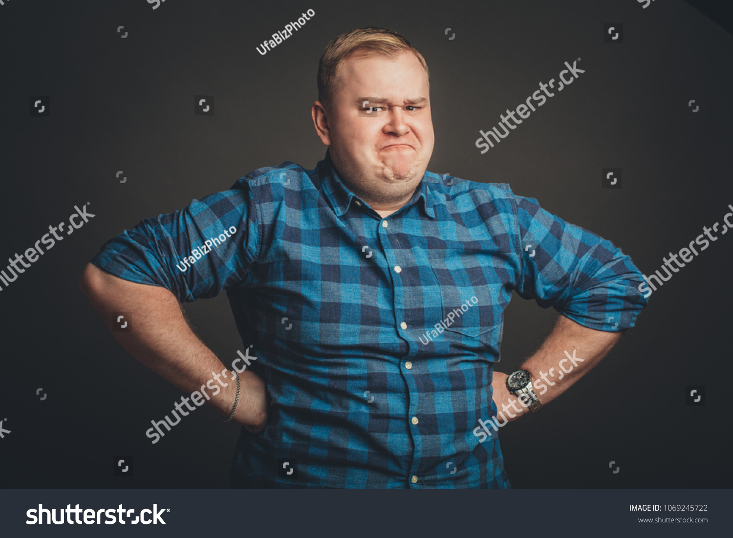 Fat Proud Young Man On Black Stock Photo 1069245722 | Shutterstock